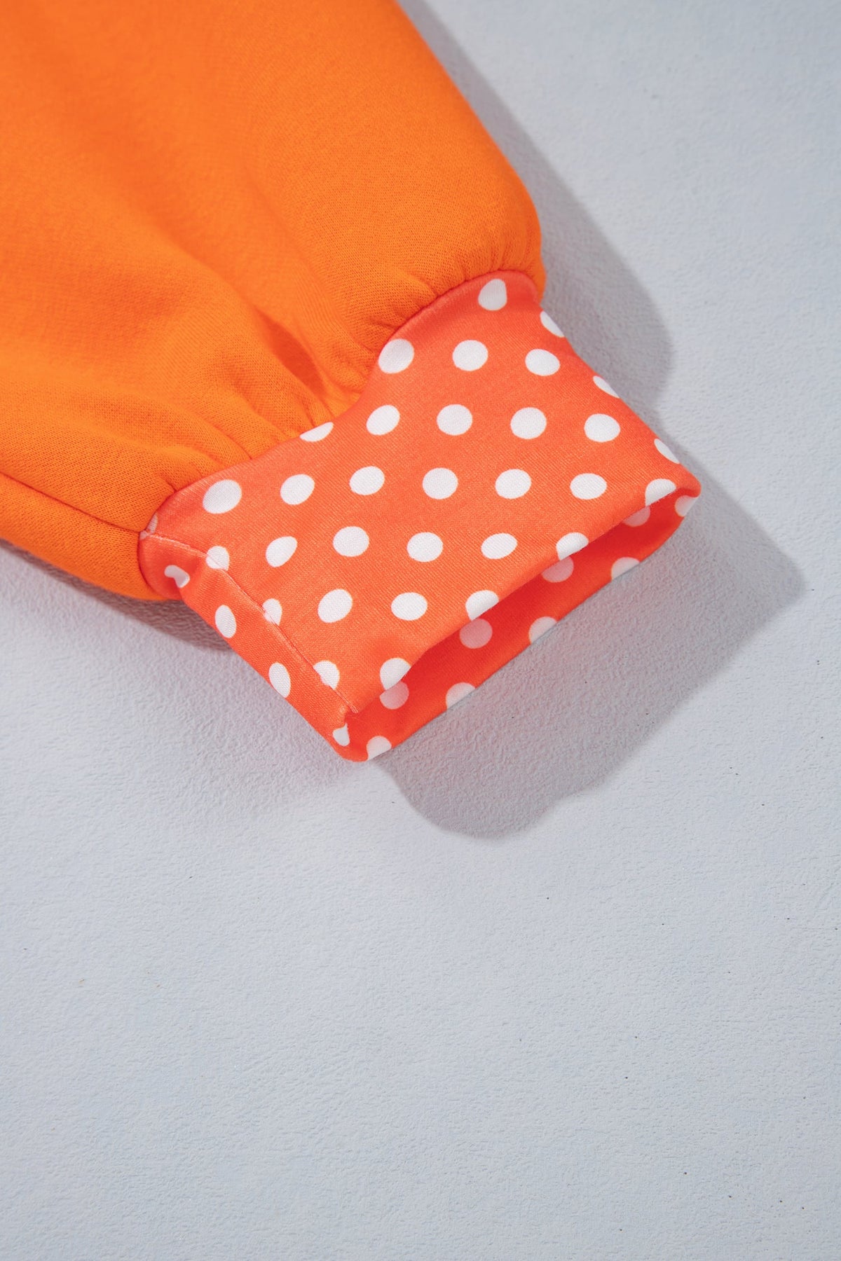 Grapefruit Orange Casual Polka Dot Patchwork Letter Graphic Plus Size Sweatshirt