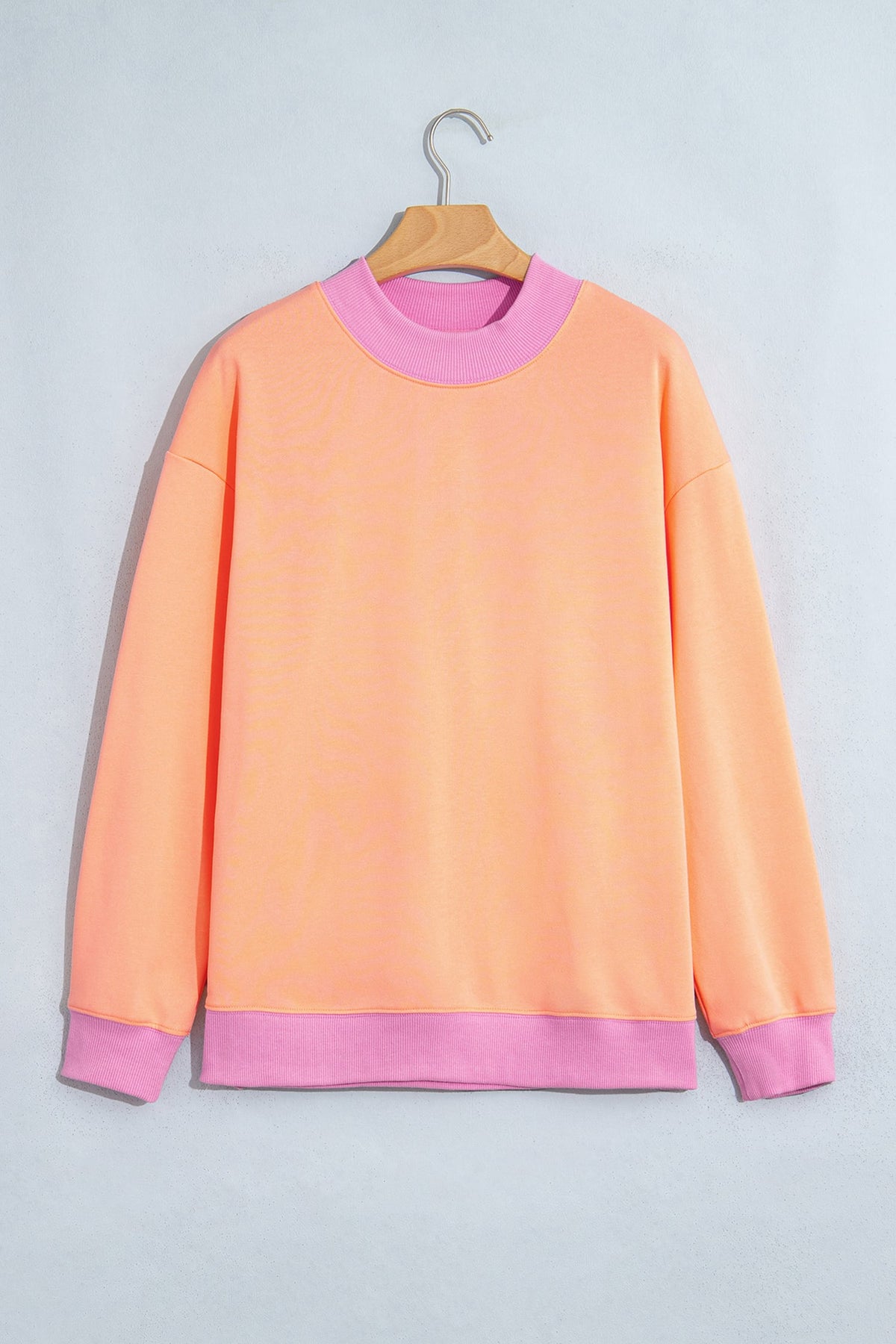 Grapefruit Orange Polka Dot GOBBLE Lettering Contrast Mock Neck Pullover Sweatshirt