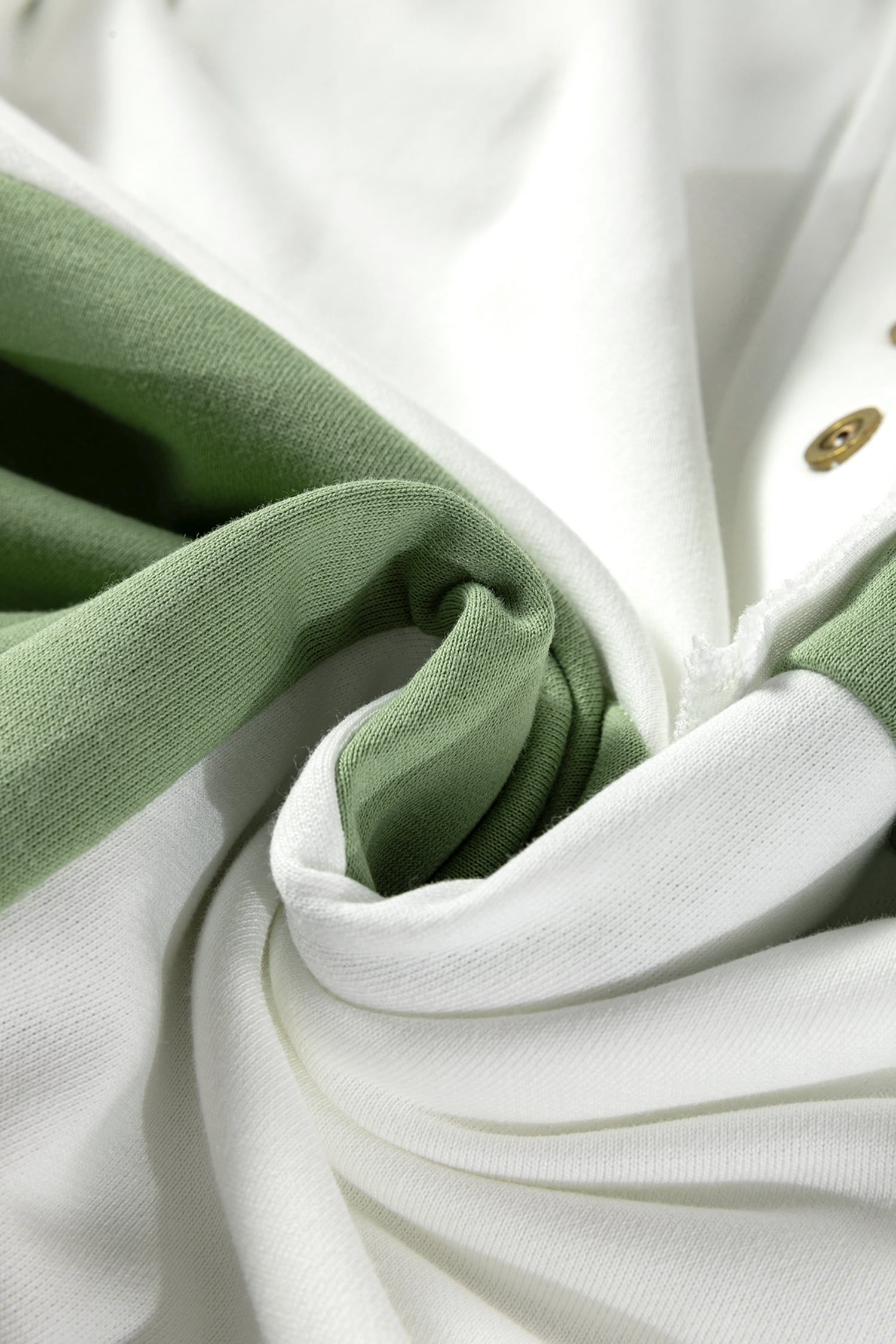 Grass Green Colorblock Henley High Low Oversize Sweatshirt