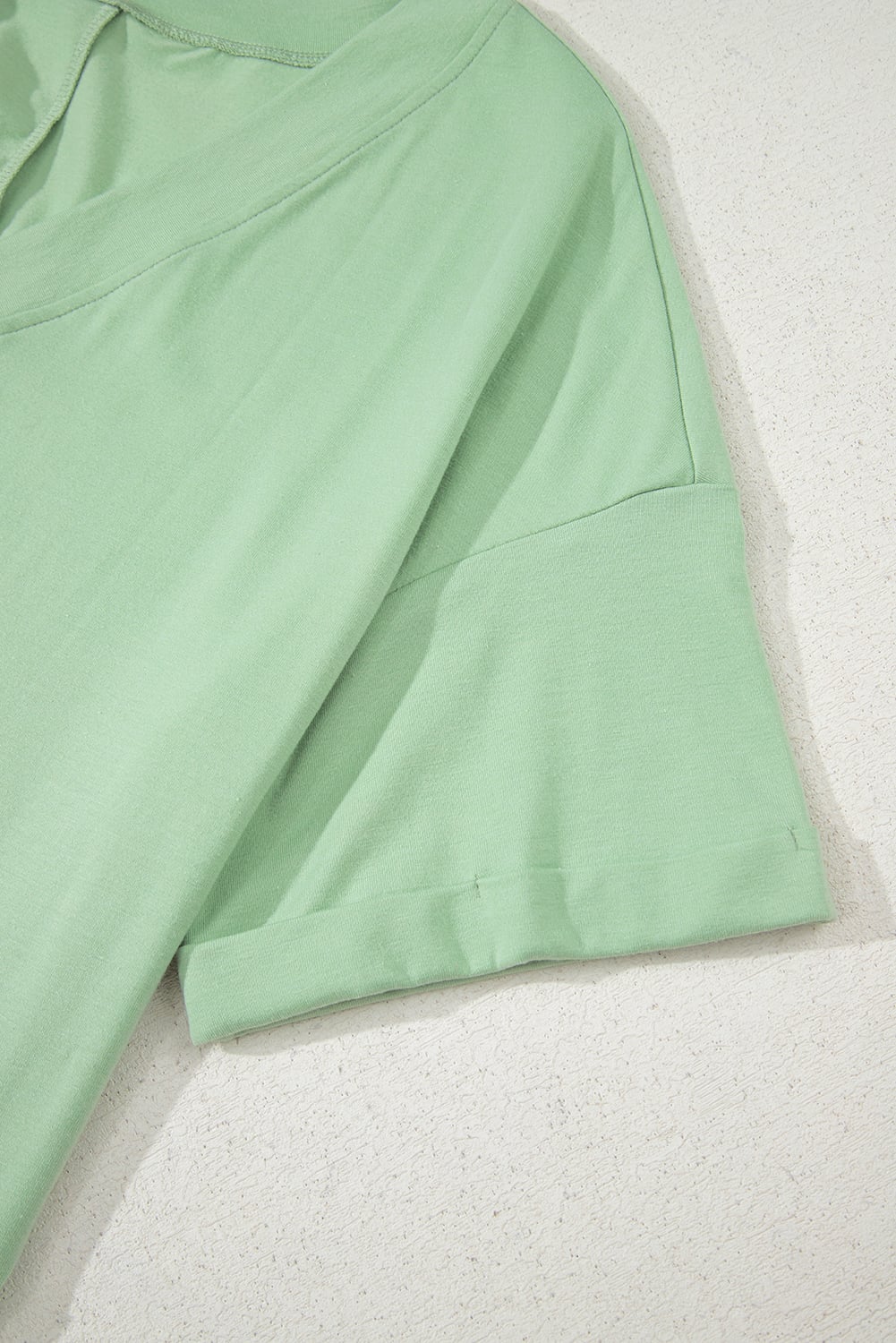 Grass Green Loose Half Sleeve V Neck Knit Romper