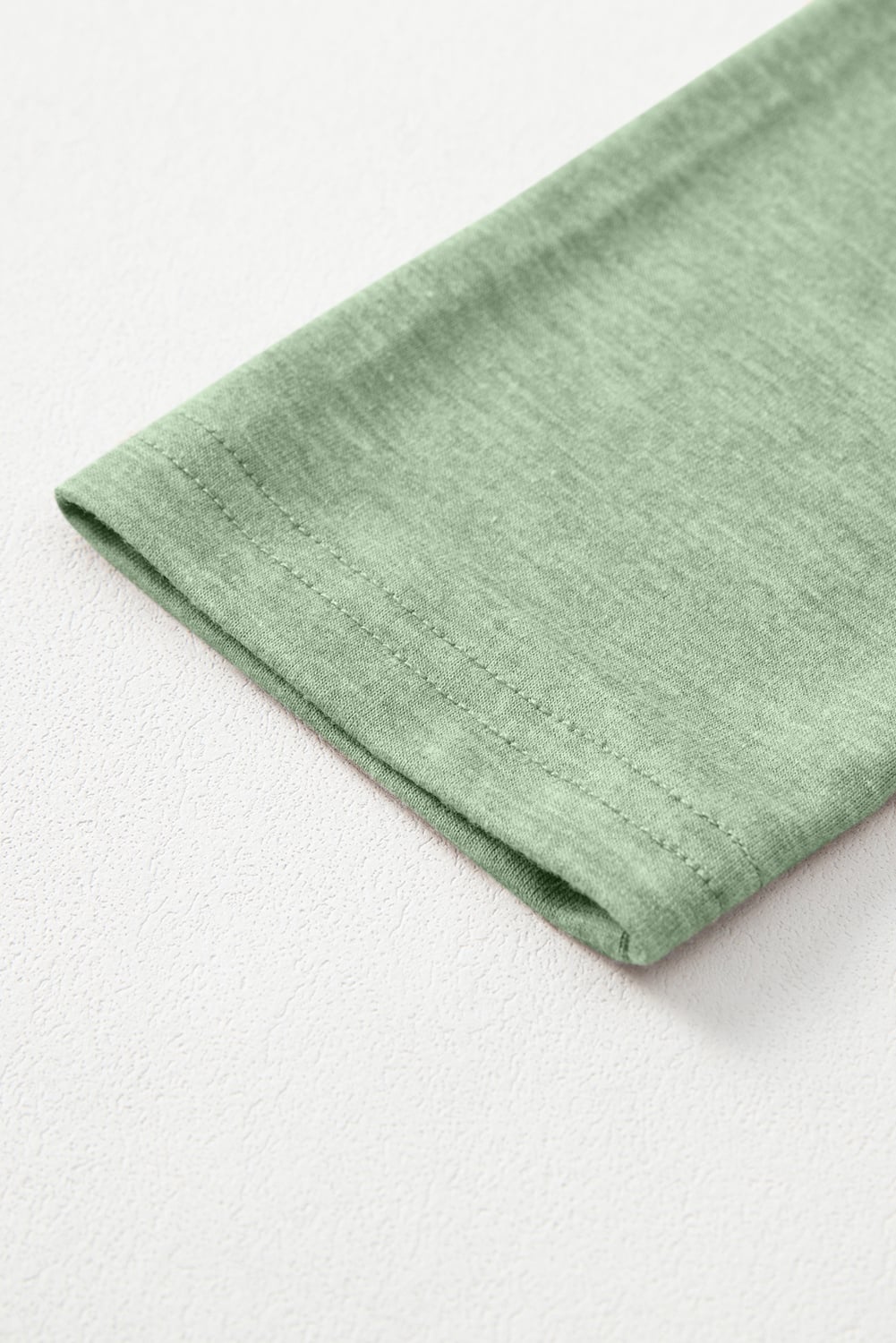 Grass Green Solid Color V Neck Long Sleeve Stretchy Top