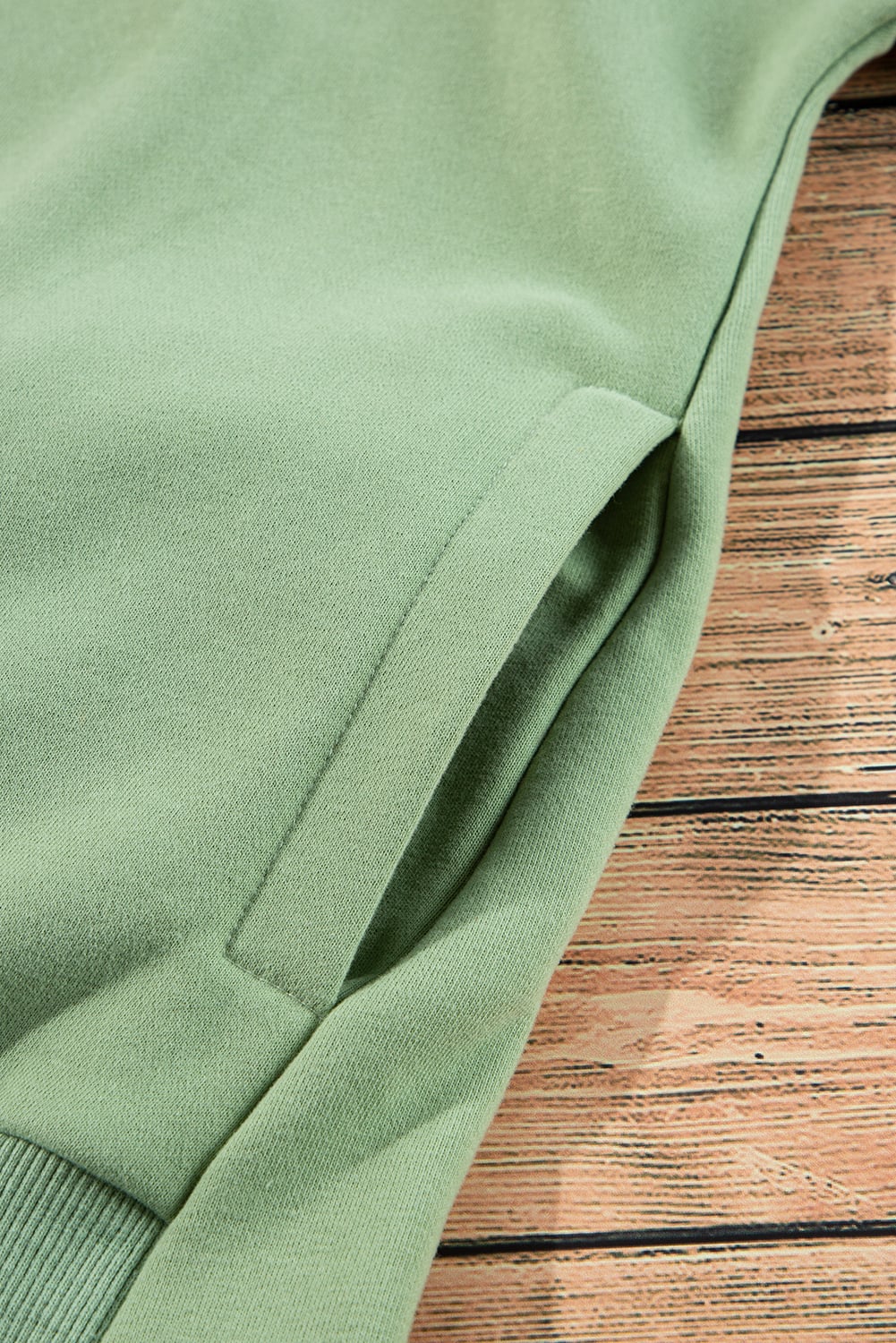 Grass Green Solid Fleece Lined Drop Shoulder High Low Sweatshirt