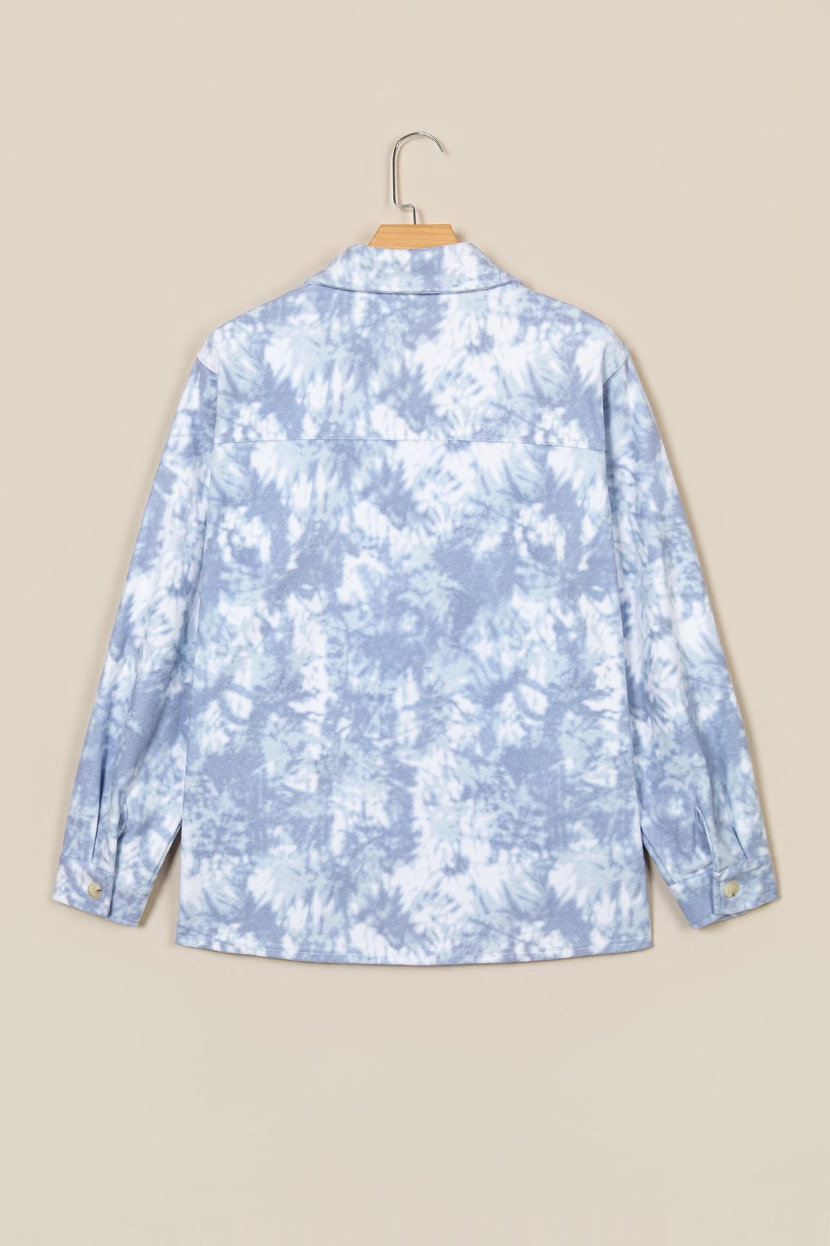 Gray Abstract Print Fuzzy Collar Long Sleeve Patch Pocket Tunic Jacket