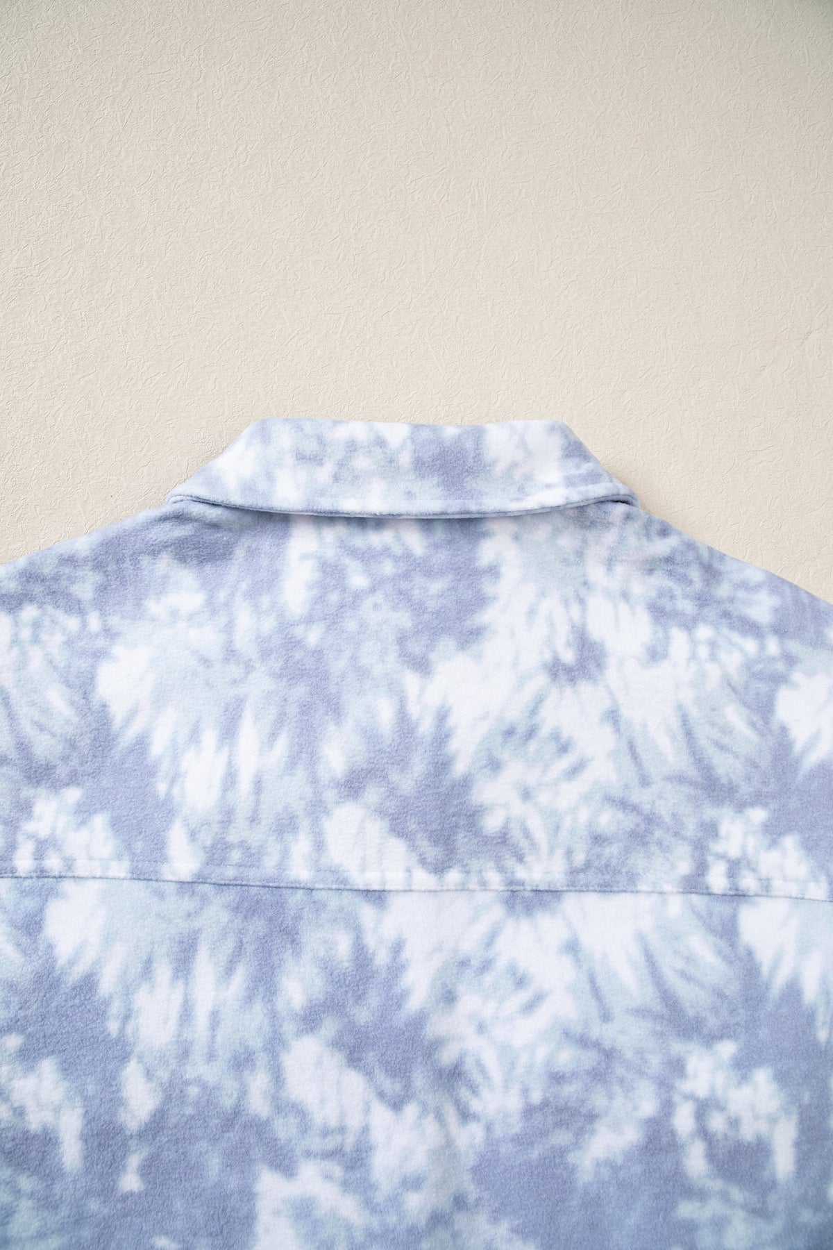 Gray Abstract Print Fuzzy Collar Long Sleeve Patch Pocket Tunic Jacket