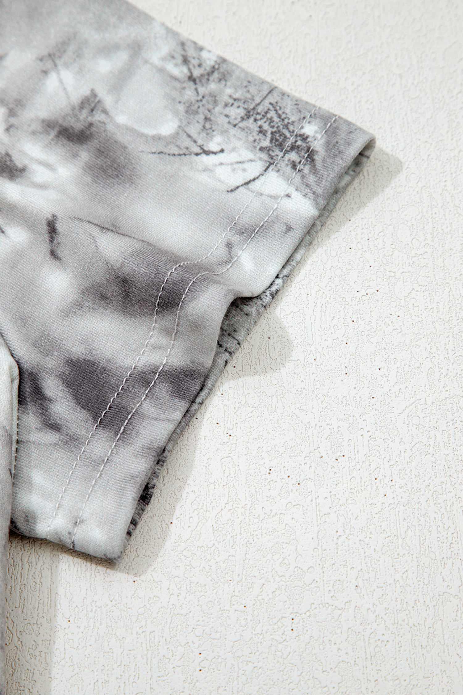 Gray Abstract Woodland Print Slim Fitted T Shirt