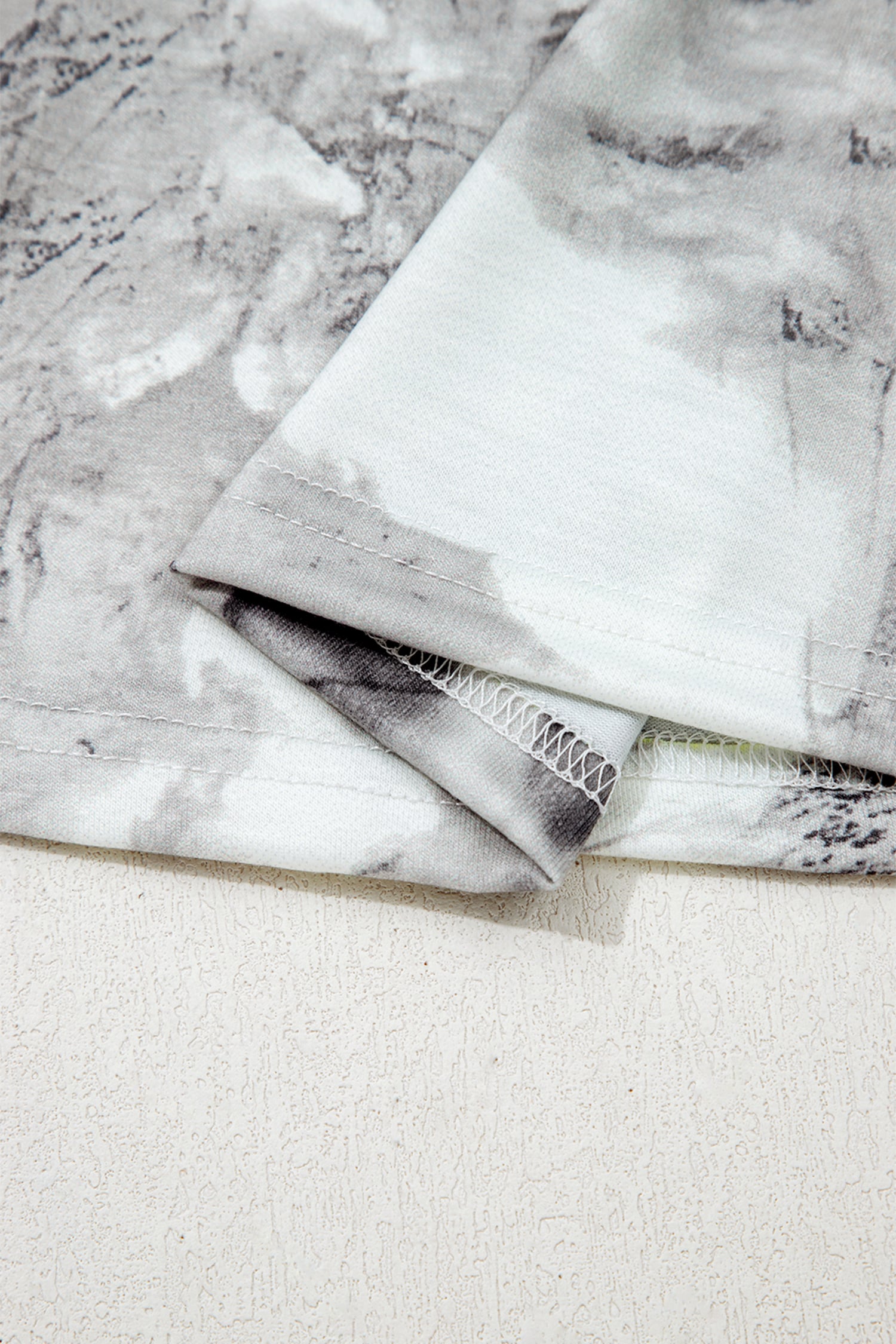 Gray Abstract Woodland Print Slim Fitted T Shirt