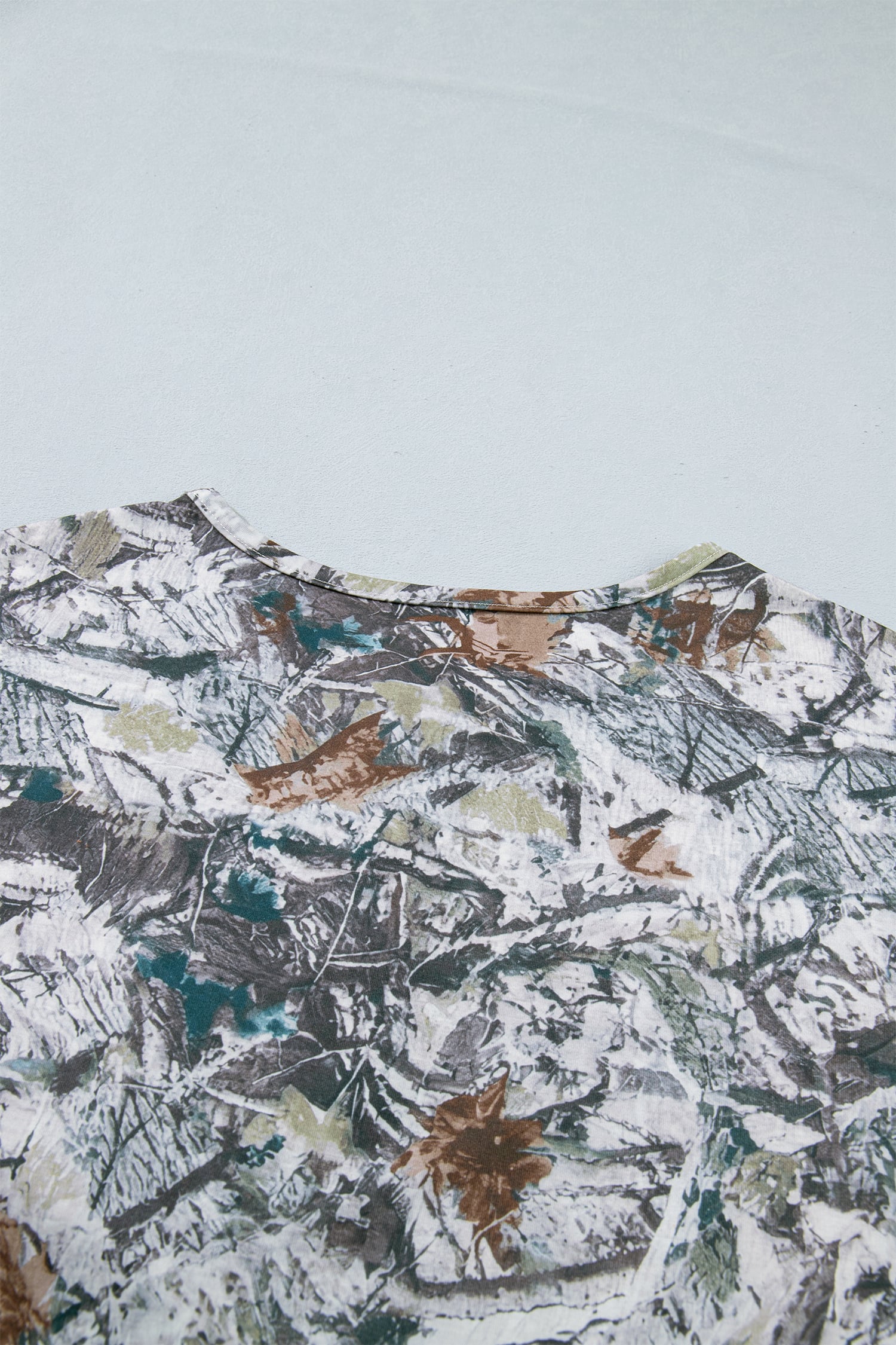 Gray Abstract Woodland Print Tunic Henley T Shirt