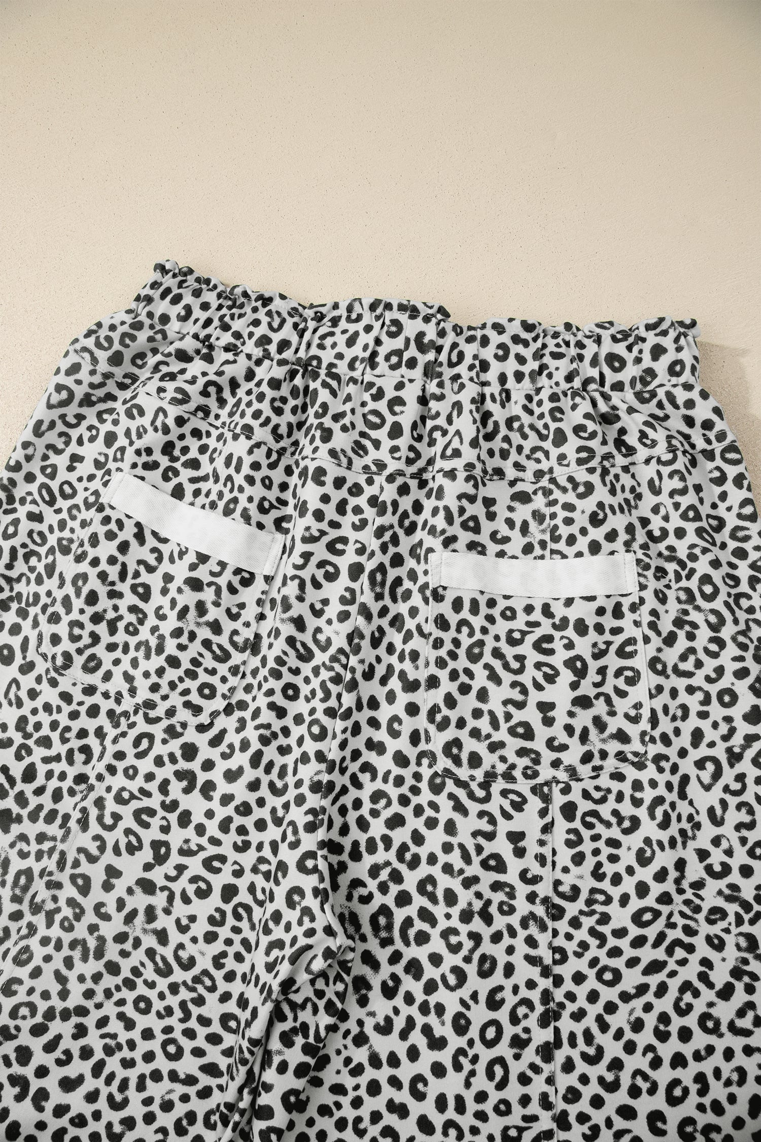 Gray Animal Print Wide Leg Terry Knit Pants