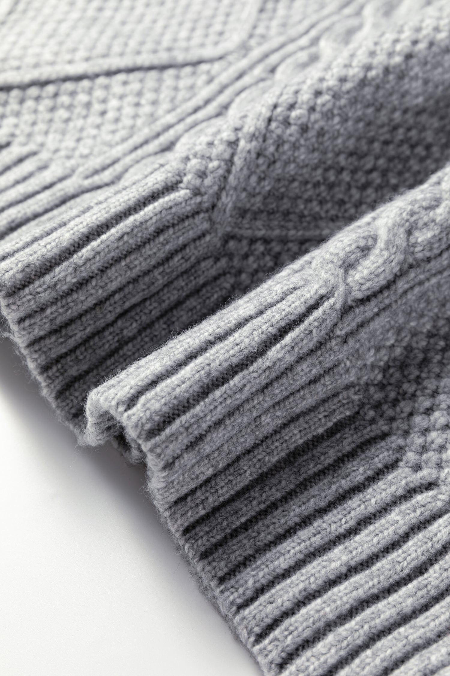 Gray Cable Knit Drop Shoulder Loose Fit Sweater Dress