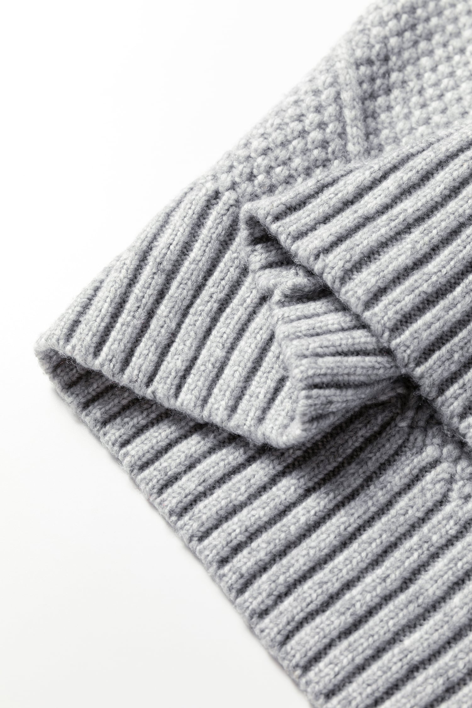 Gray Cable Knit Drop Shoulder Loose Fit Sweater Dress