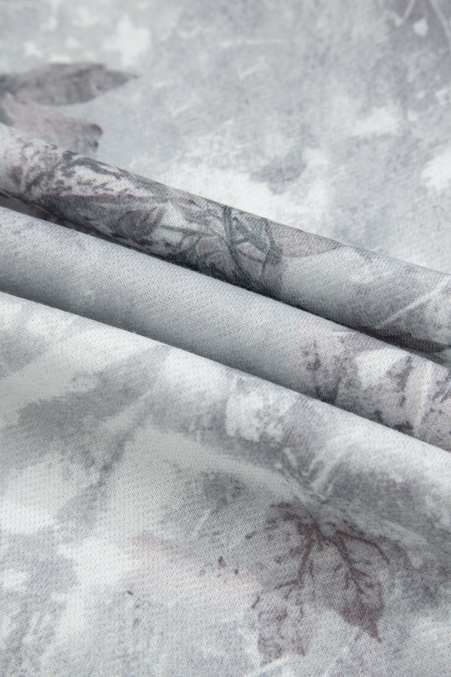 Gray Camo Leaf Print Kangaroo Pocket Quarter Zip Hoodie