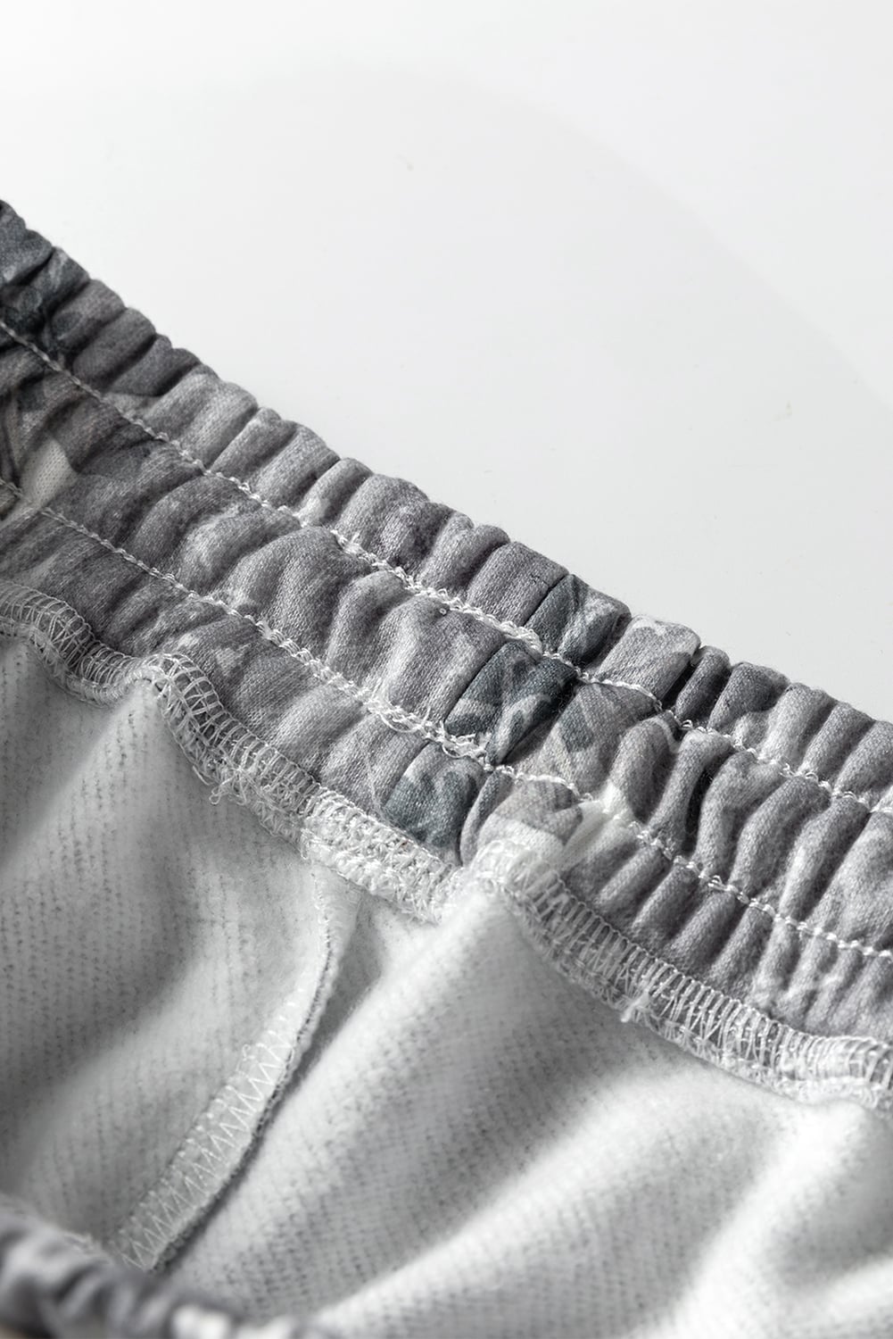 Gray Camo Print Cozy Drawstring Elastic Waist Jogger Pants