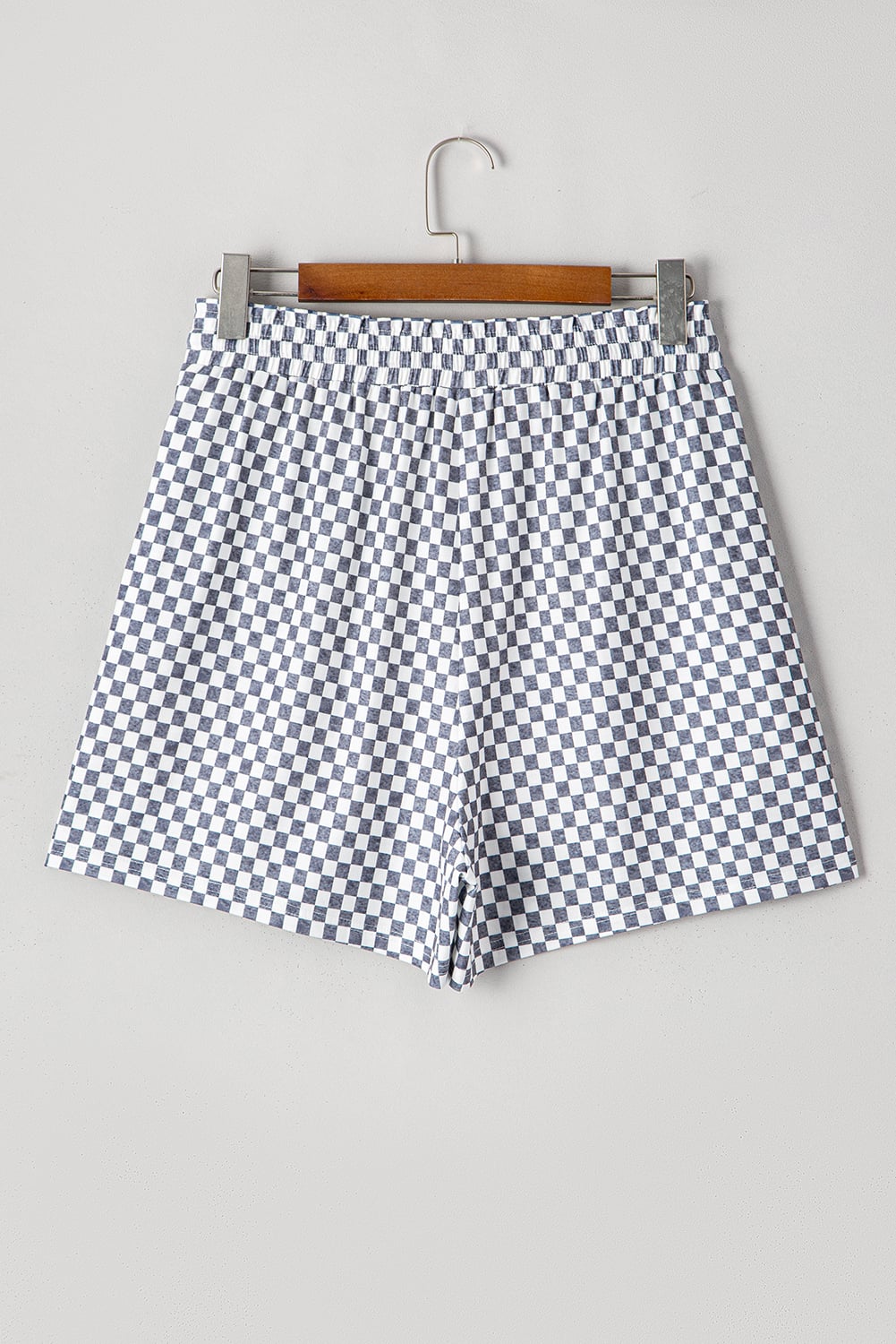 Gray Checkerboard Lace-Up High Waist Plus Size Casual Shorts