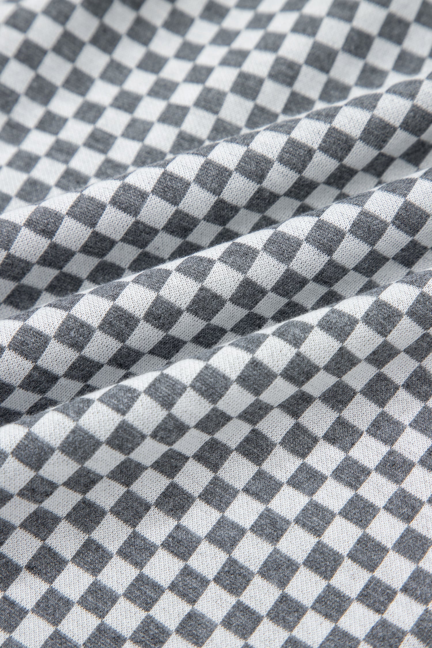 Gray Checkerboard Print Drawstring Elastic Waist Pocketed Shorts