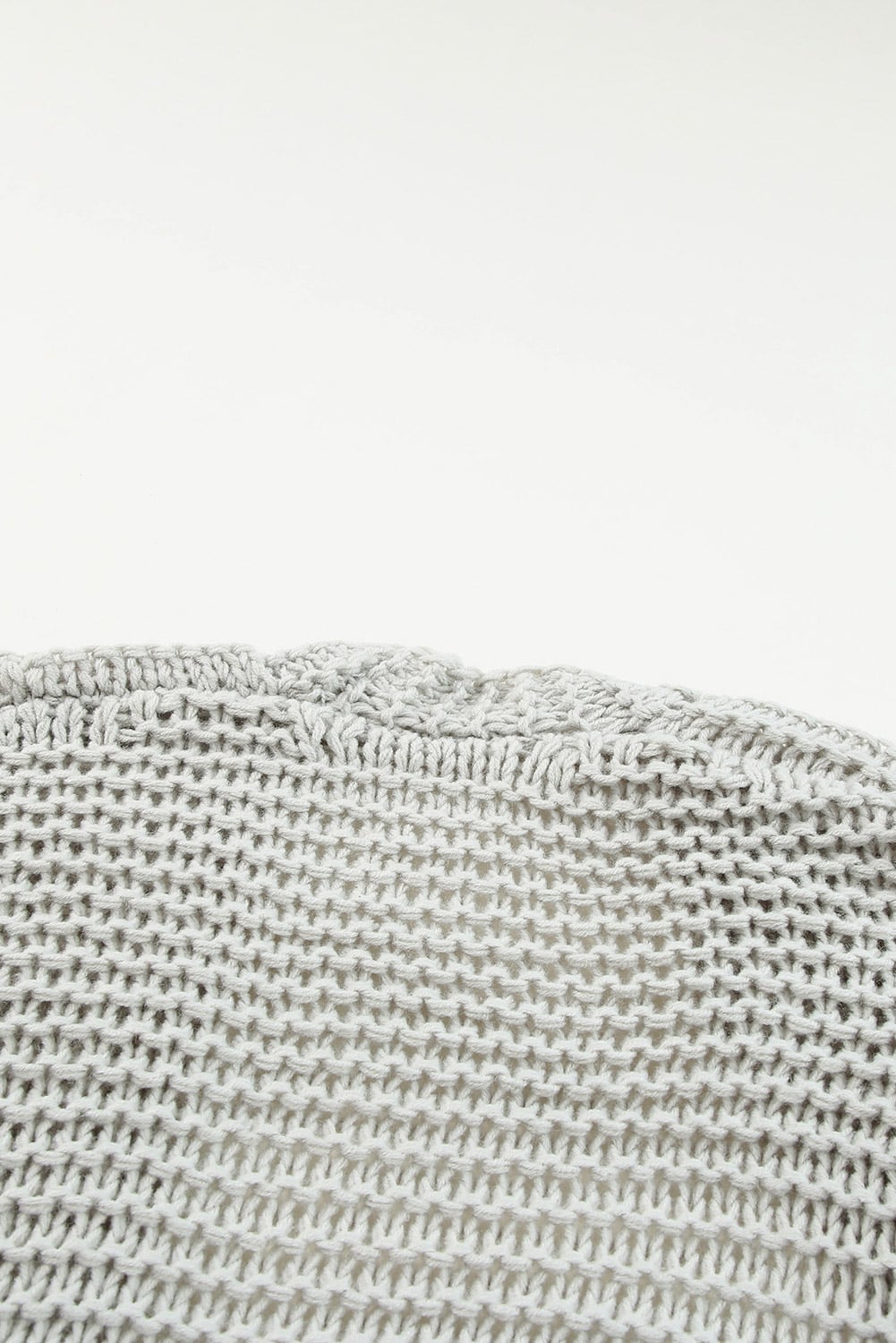 Gray Chunky Oversize Knit Drop Shoulder Puff Sleeve Cardigan