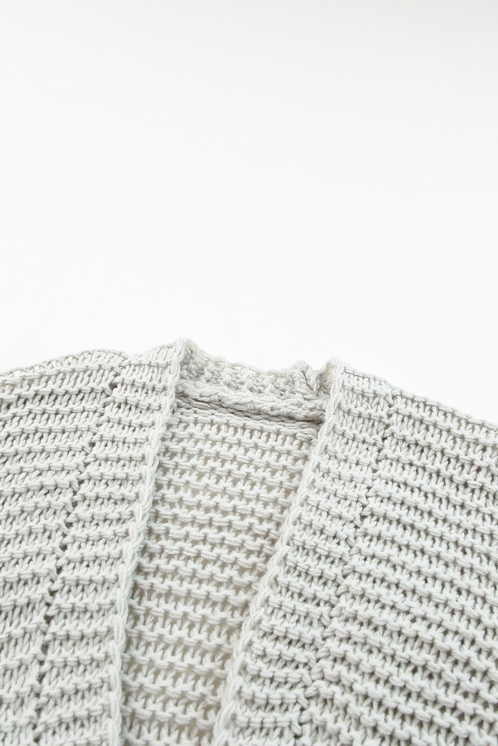 Gray Chunky Oversize Knit Drop Shoulder Puff Sleeve Cardigan
