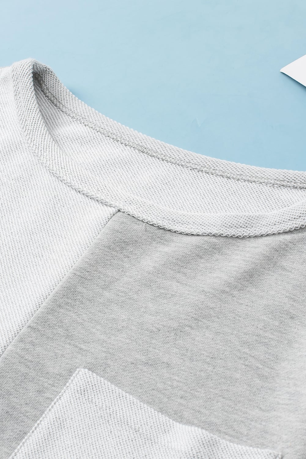 Gray Contrast Patchwork Double Chest Pocket Top
