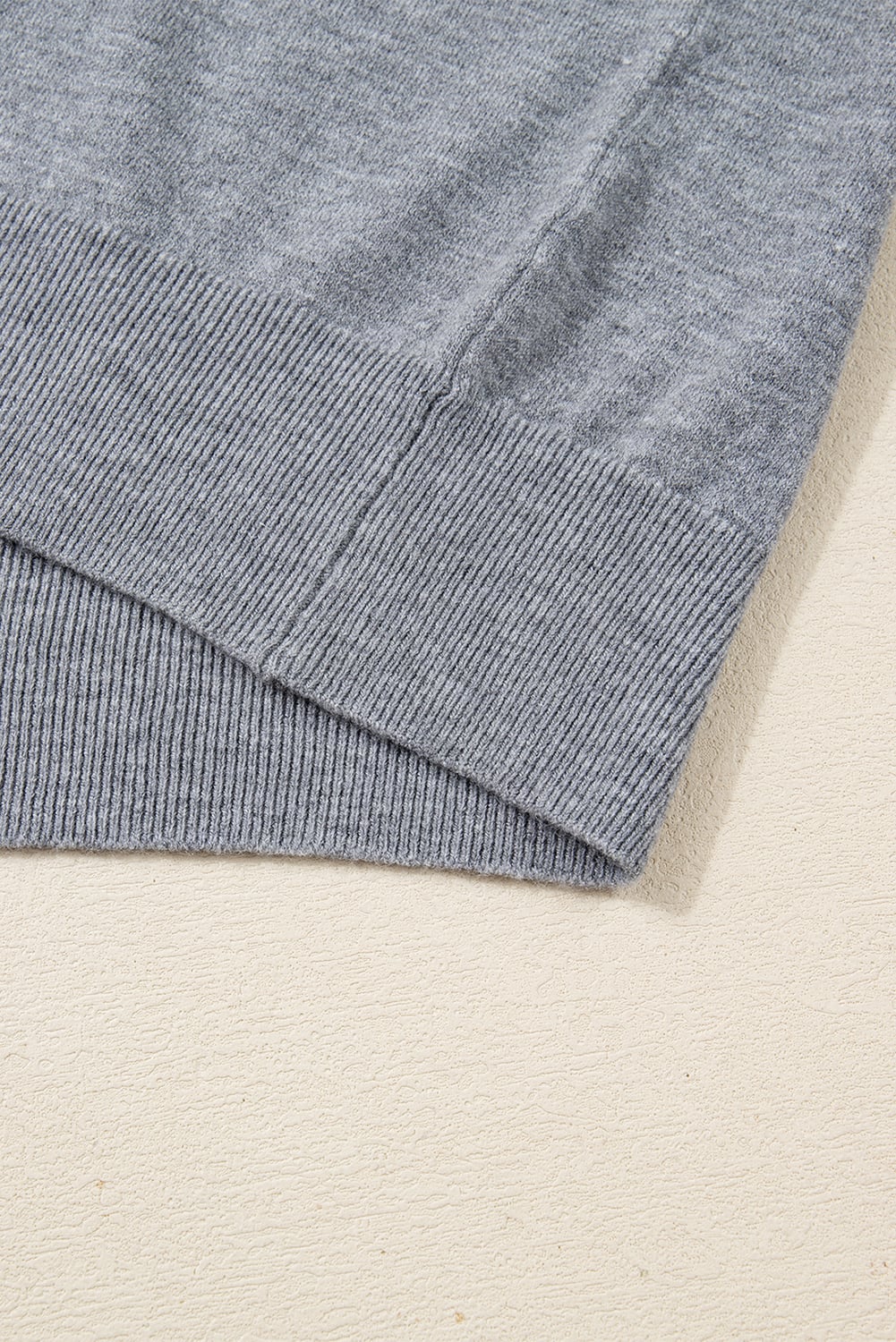 Gray Contrast Striped Trim V Neck Varsity Sweater
