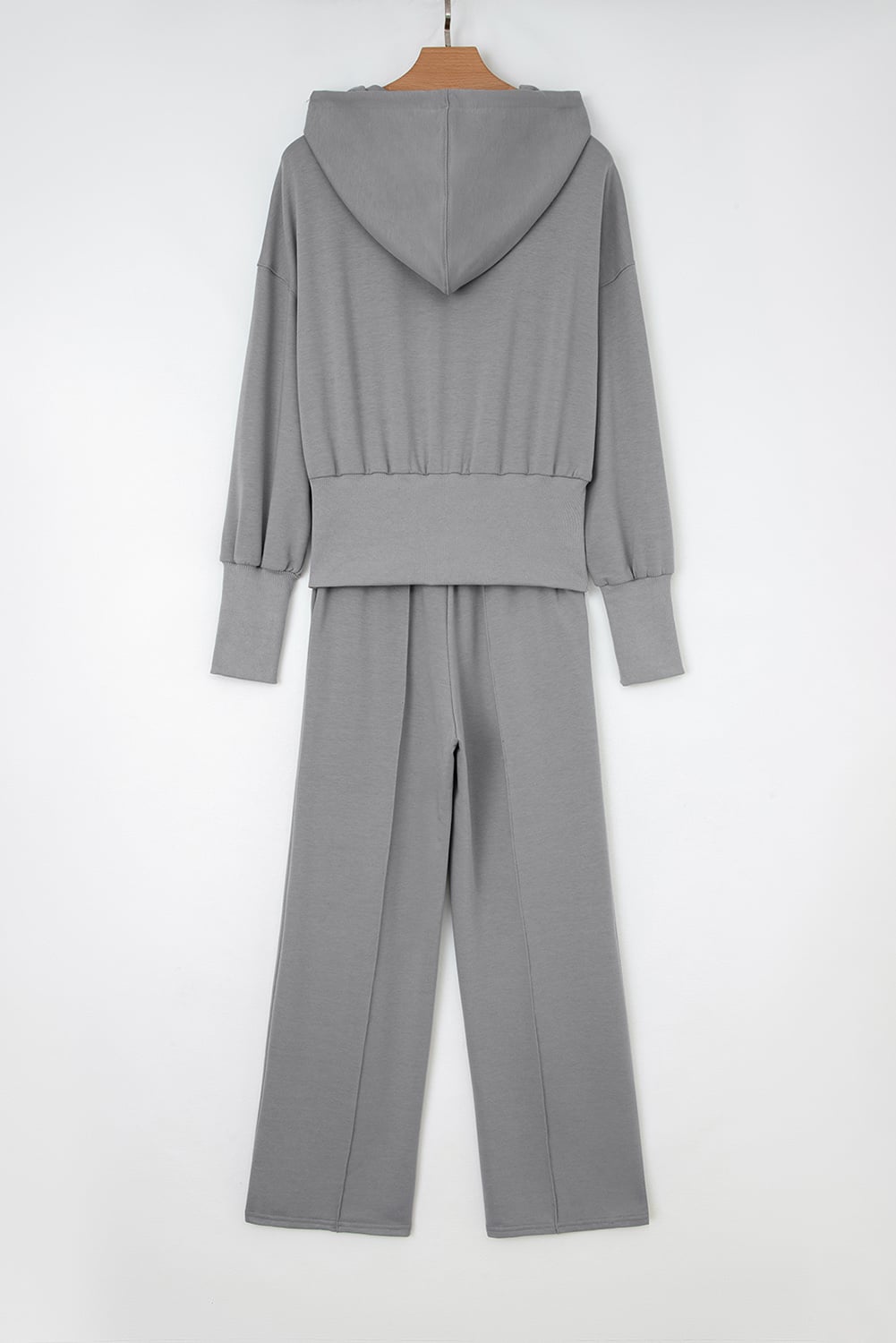 Gray Double Zipper Hooded Jacket and Sweatpants Active Set