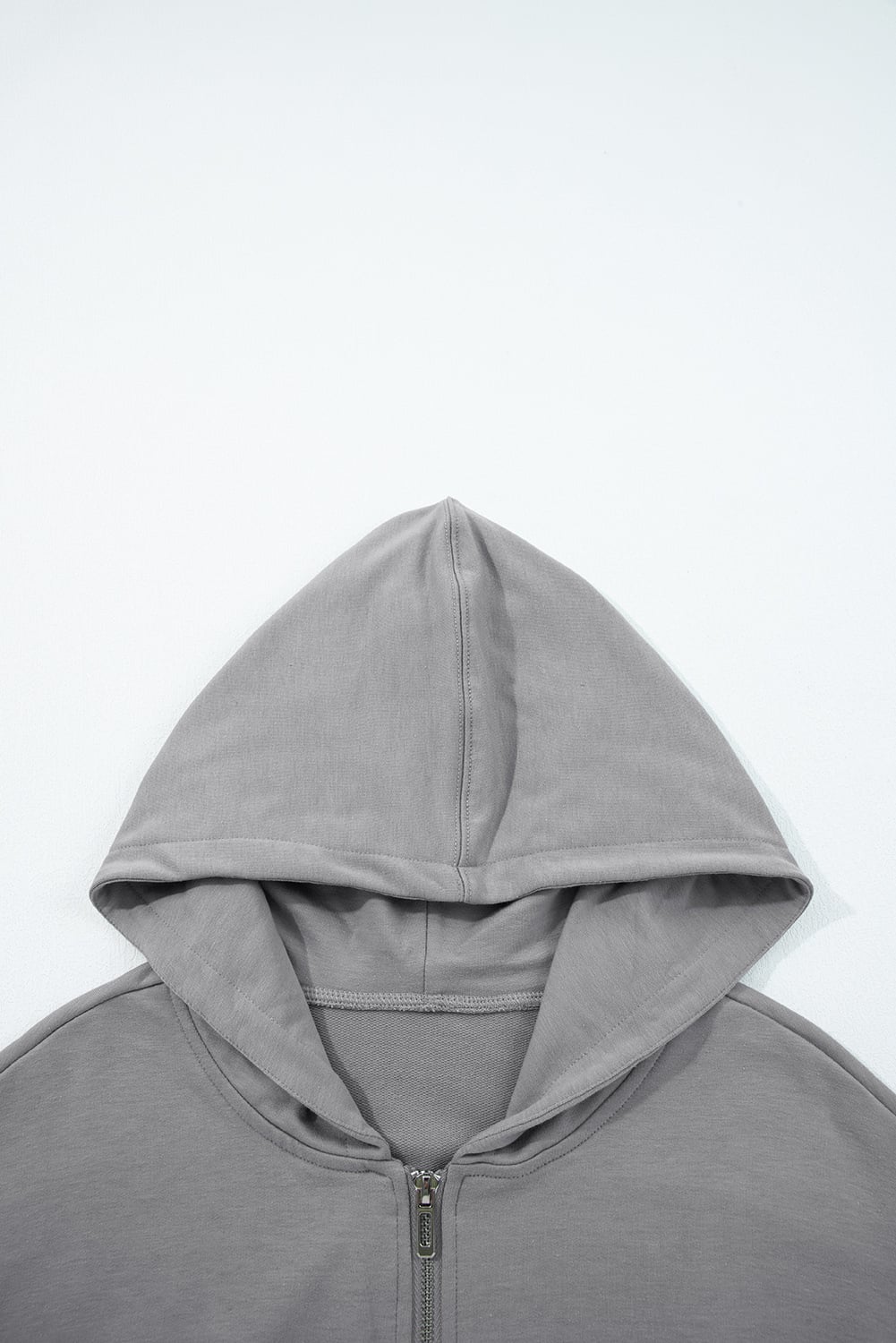 Gray Double Zipper Hooded Jacket and Sweatpants Active Set