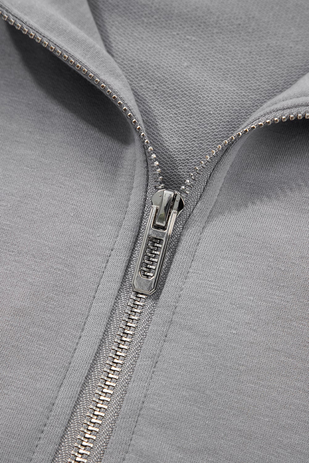 Gray Double Zipper Hooded Jacket and Sweatpants Active Set