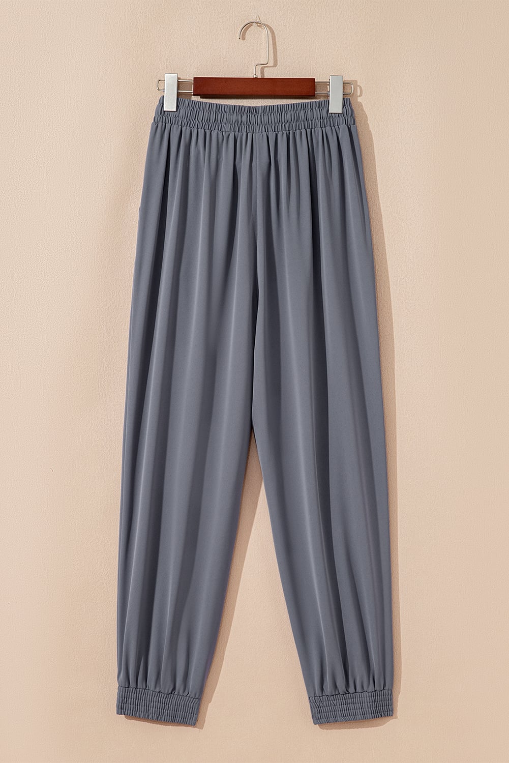 Gray Drawstring Elastic Waistband Pocketed Cropped Jogger Pants