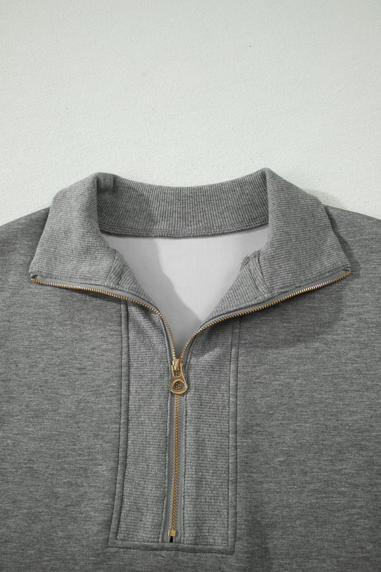 Gray Half Zip Polo Tee Casual Pant Set