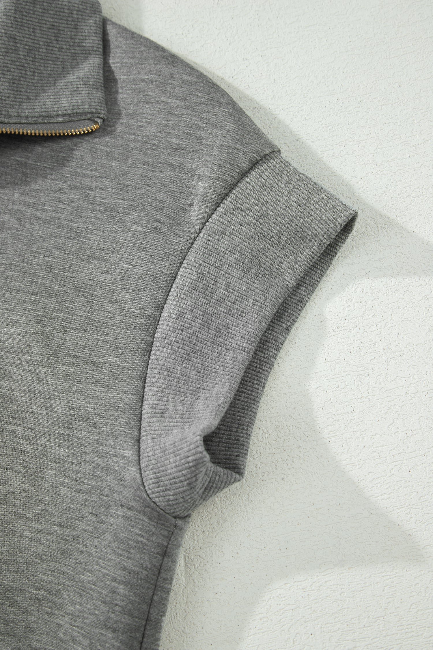 Gray Half Zip Polo Tee Casual Pant Set
