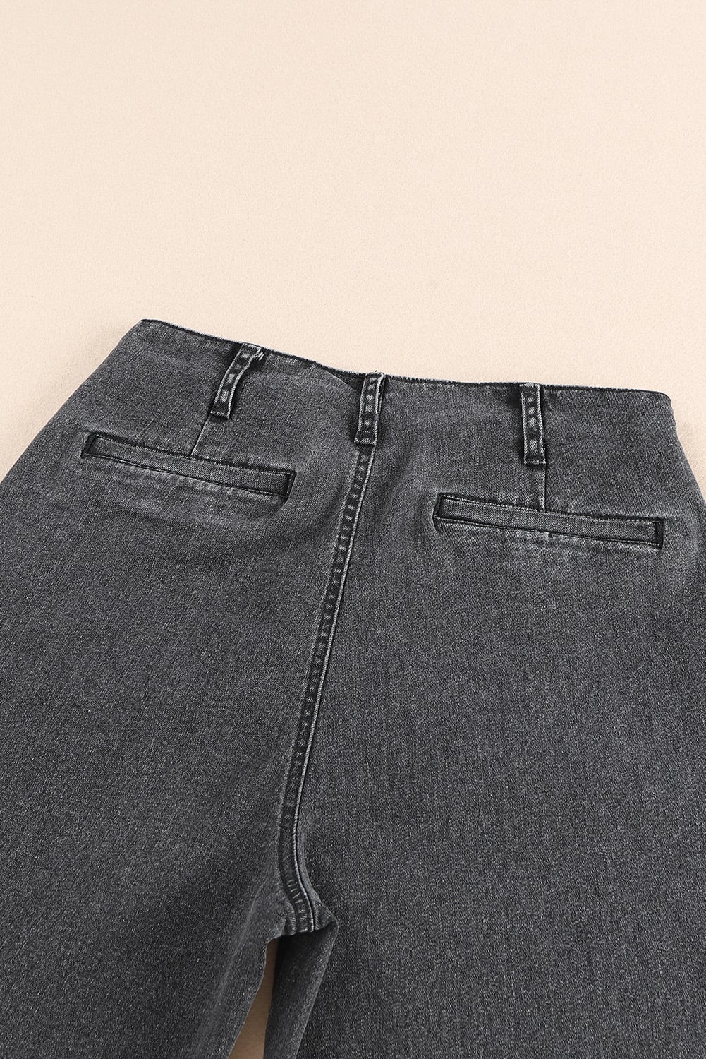 Gray High Waist Button Front Wide Leg Cropped Jeans