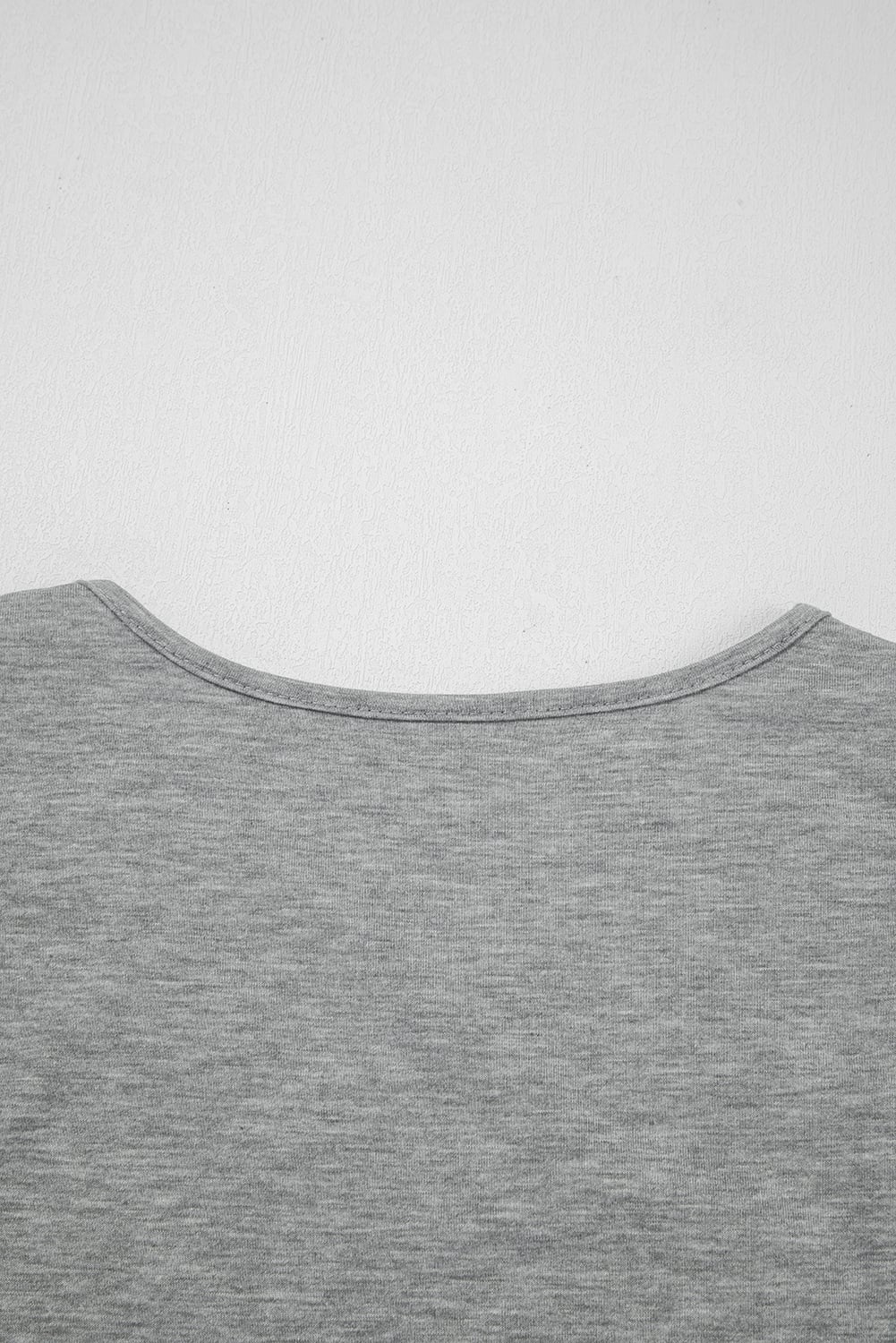 Gray Lace Patchwork Criss Cross V Neck Tank Top