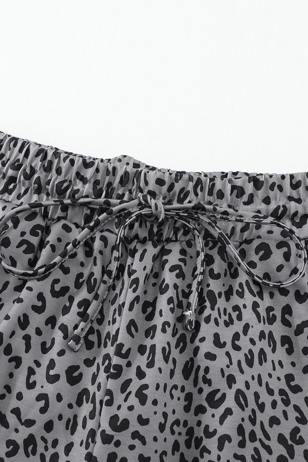 Gray Leopard Elastic Waist Casual Joggers
