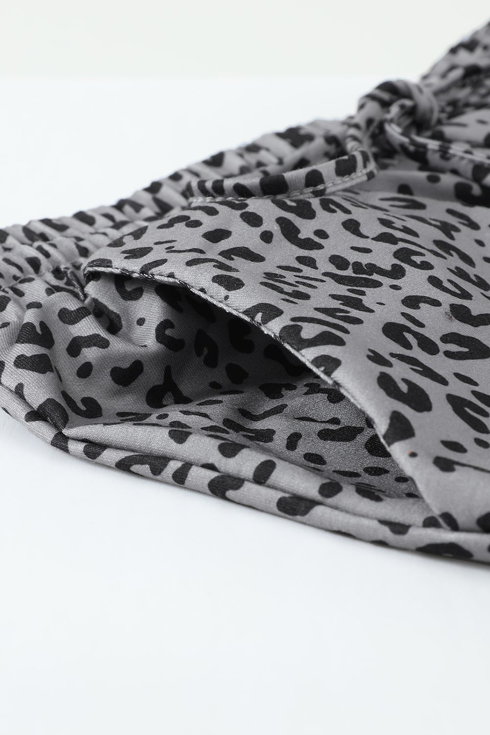 Gray Leopard Elastic Waist Casual Joggers