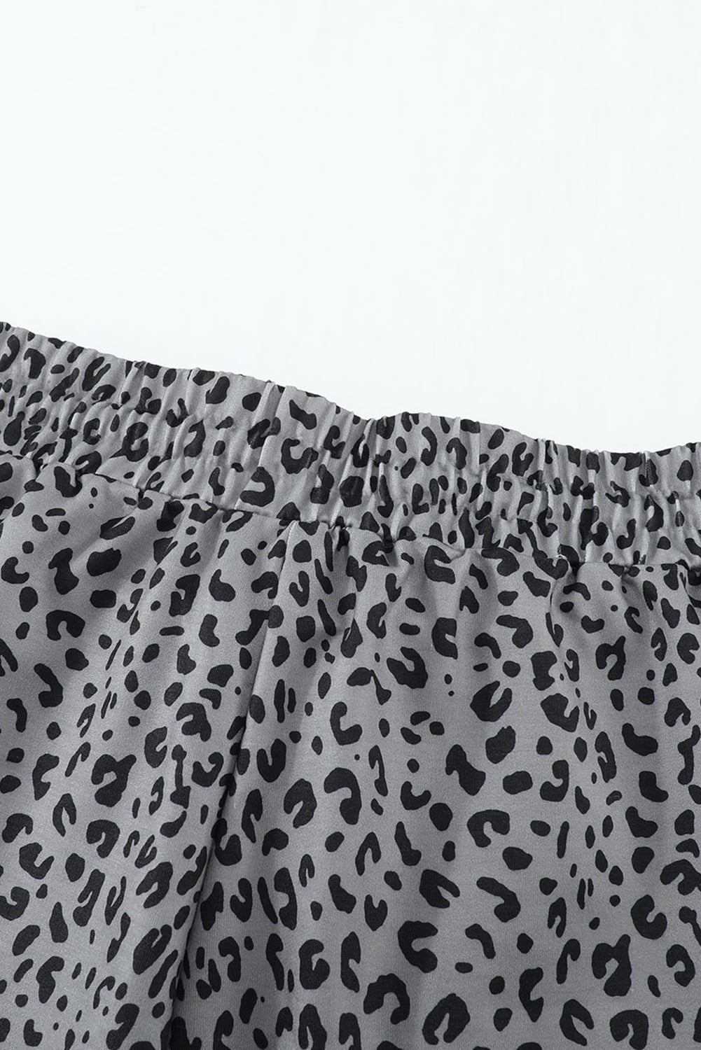 Gray Leopard Elastic Waist Casual Joggers