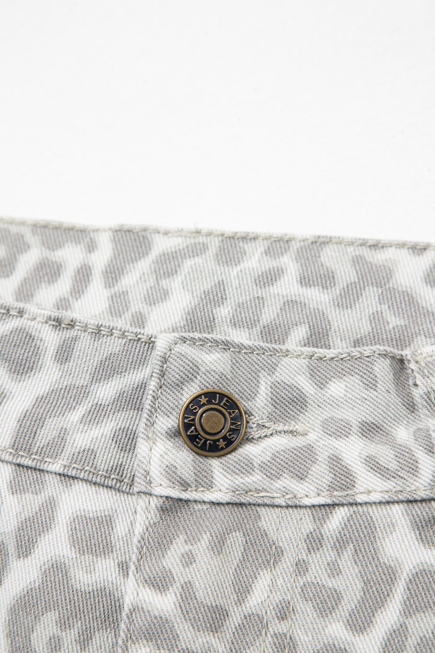 Gray Leopard Frayed Edge Wide Leg High Waist Jeans