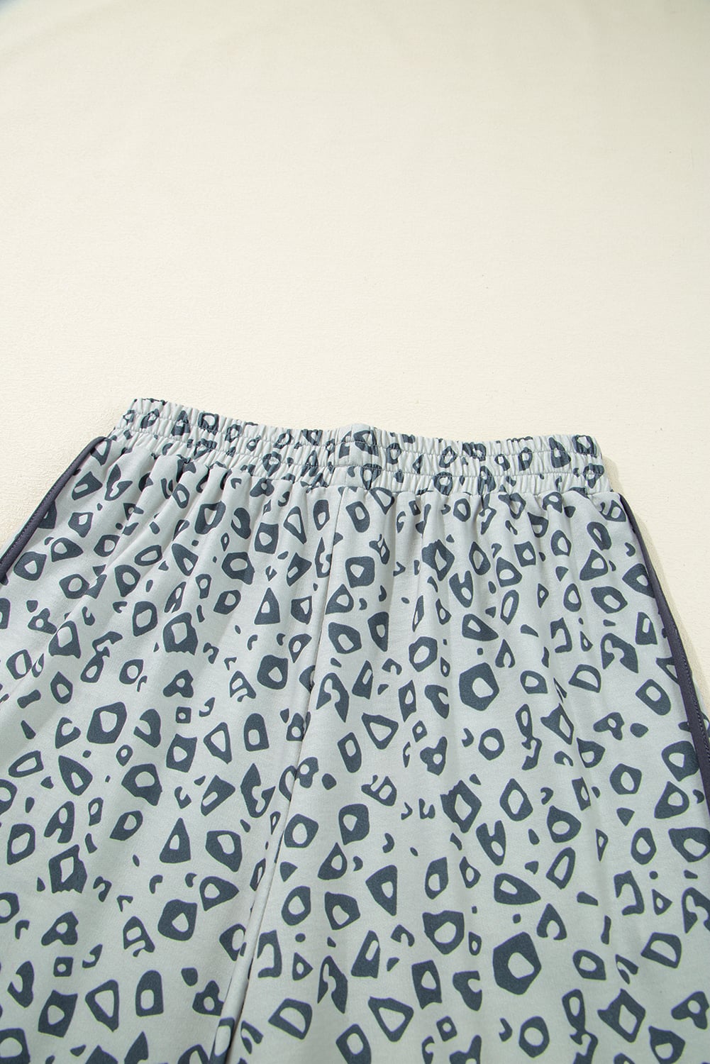 Gray Leopard High Waist Side Bow Straight Leg