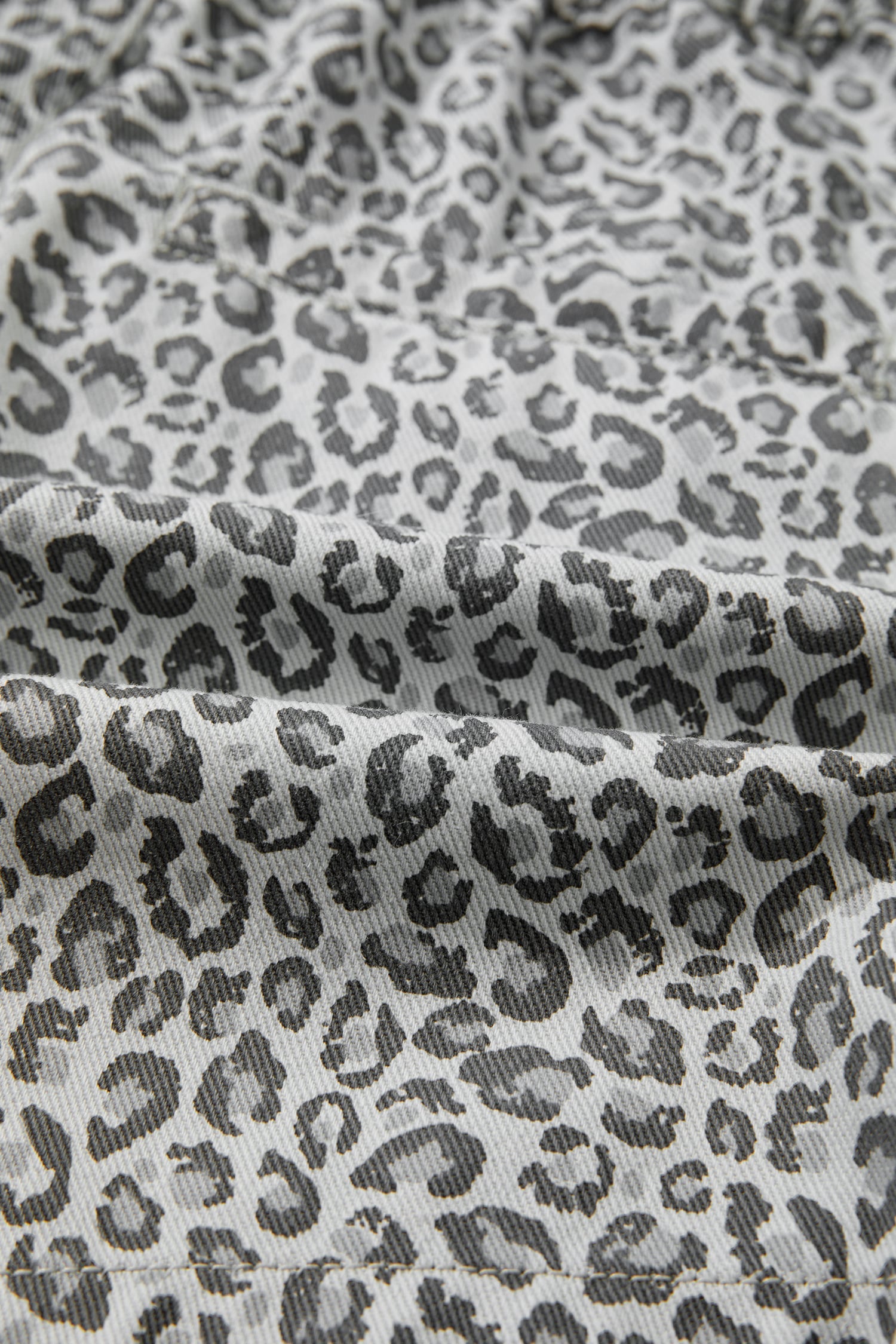 Gray Leopard Print Wrap Front Denim Shorts
