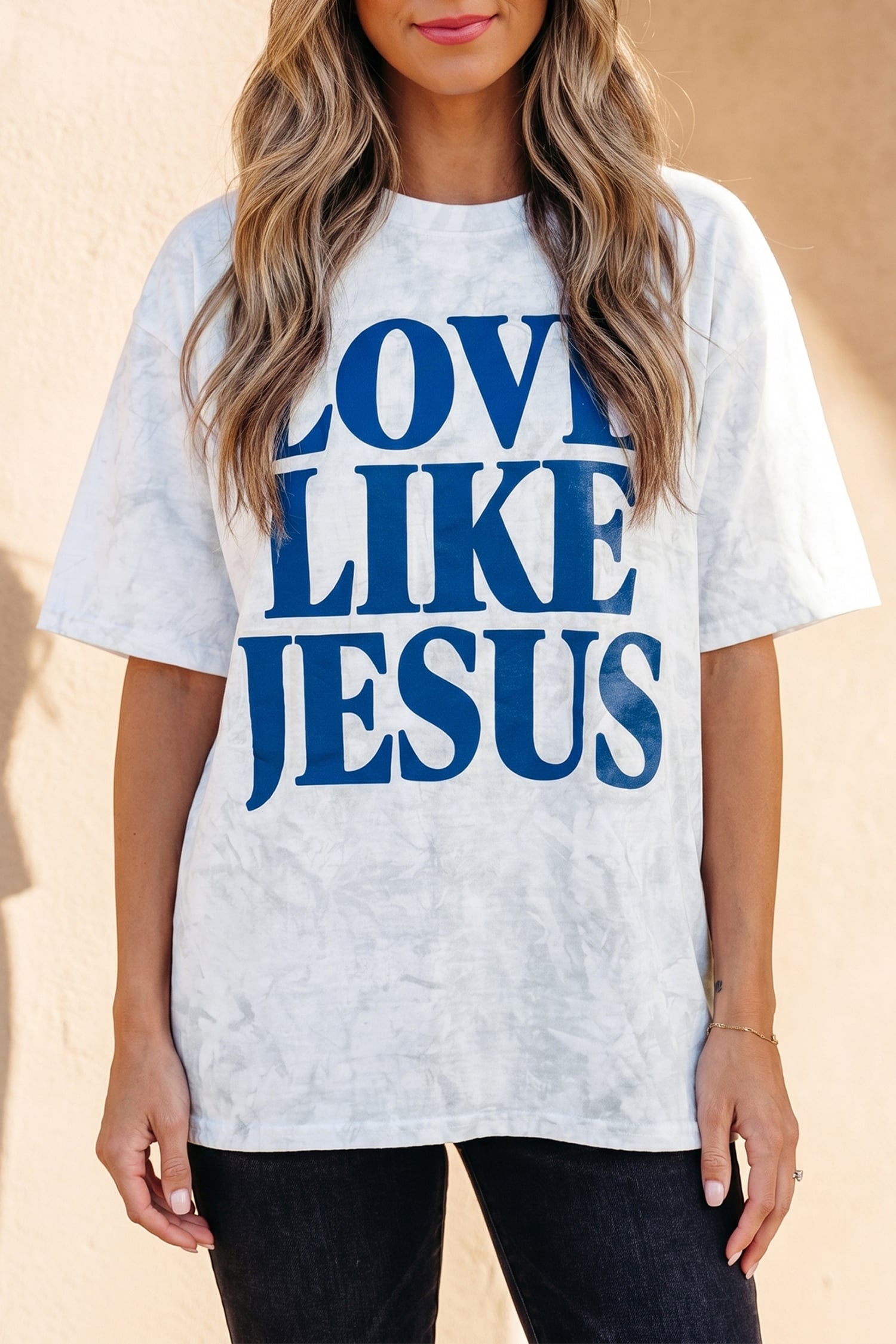 Gray Love Like Jesus Camouflage Oversized T Shirt