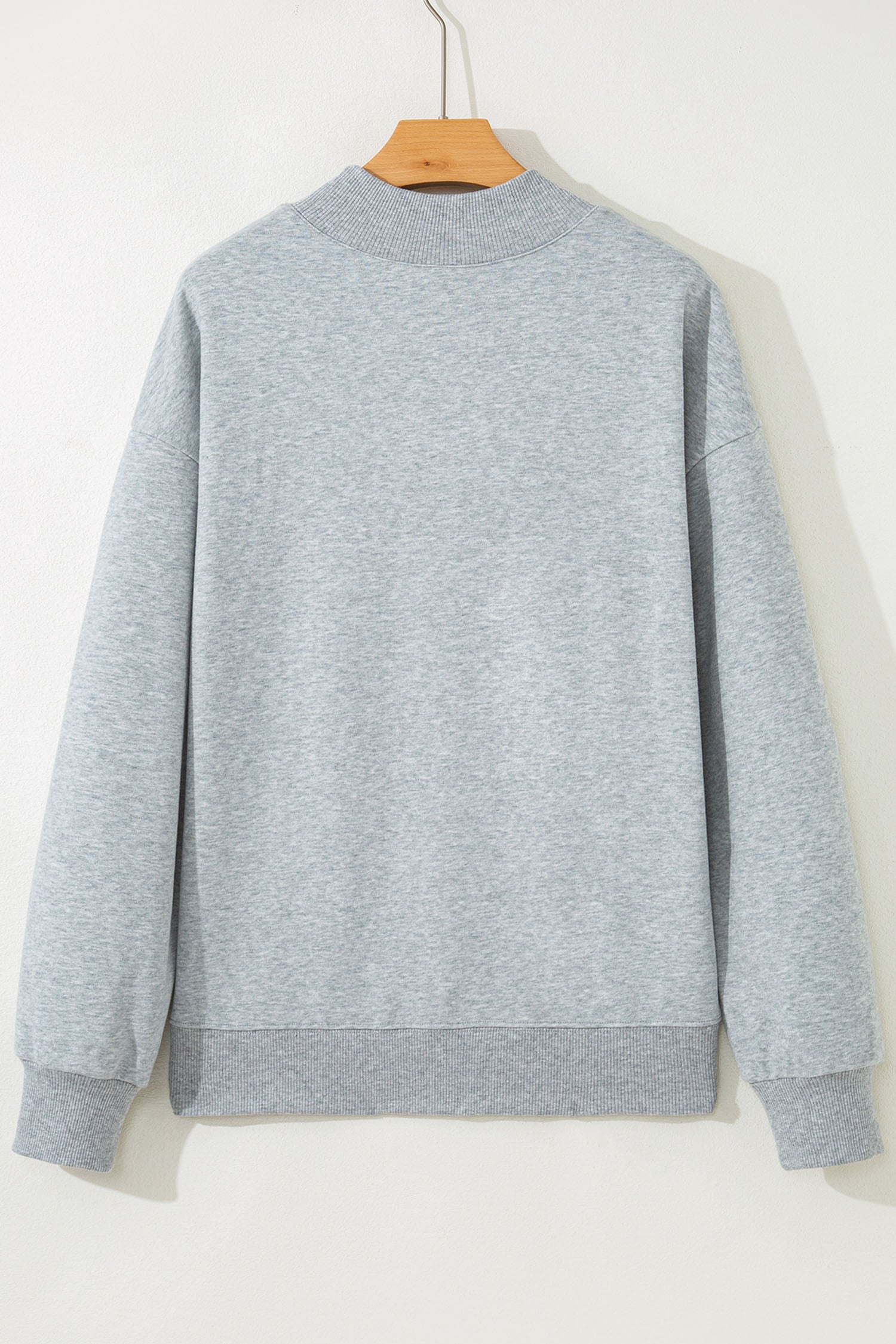 Gray Lucky Clover Sequin Graphic Mock Neck Sweatshirt