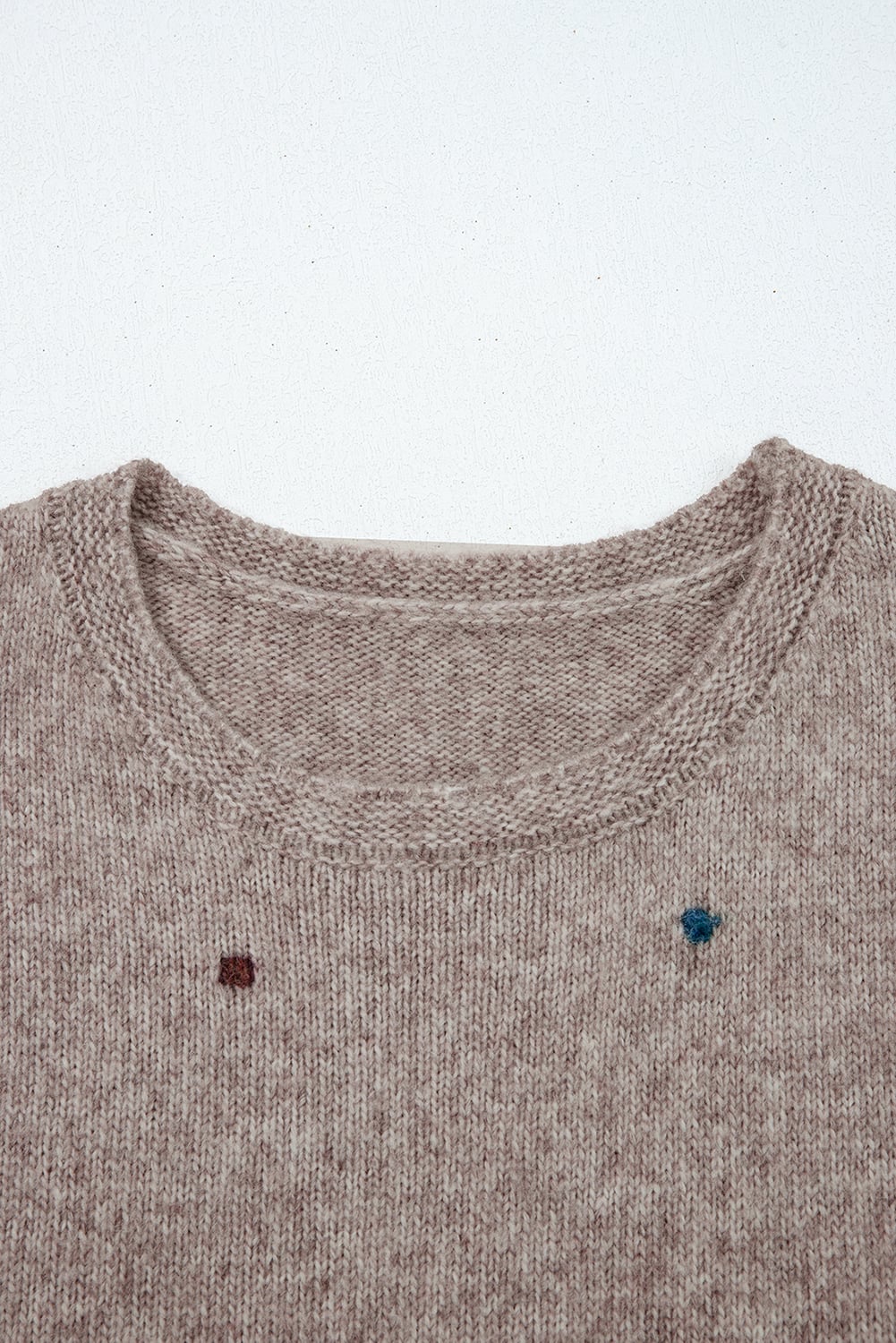 Gray Morn Contrast Colored Dot Detail Drop Shoulder Sweater