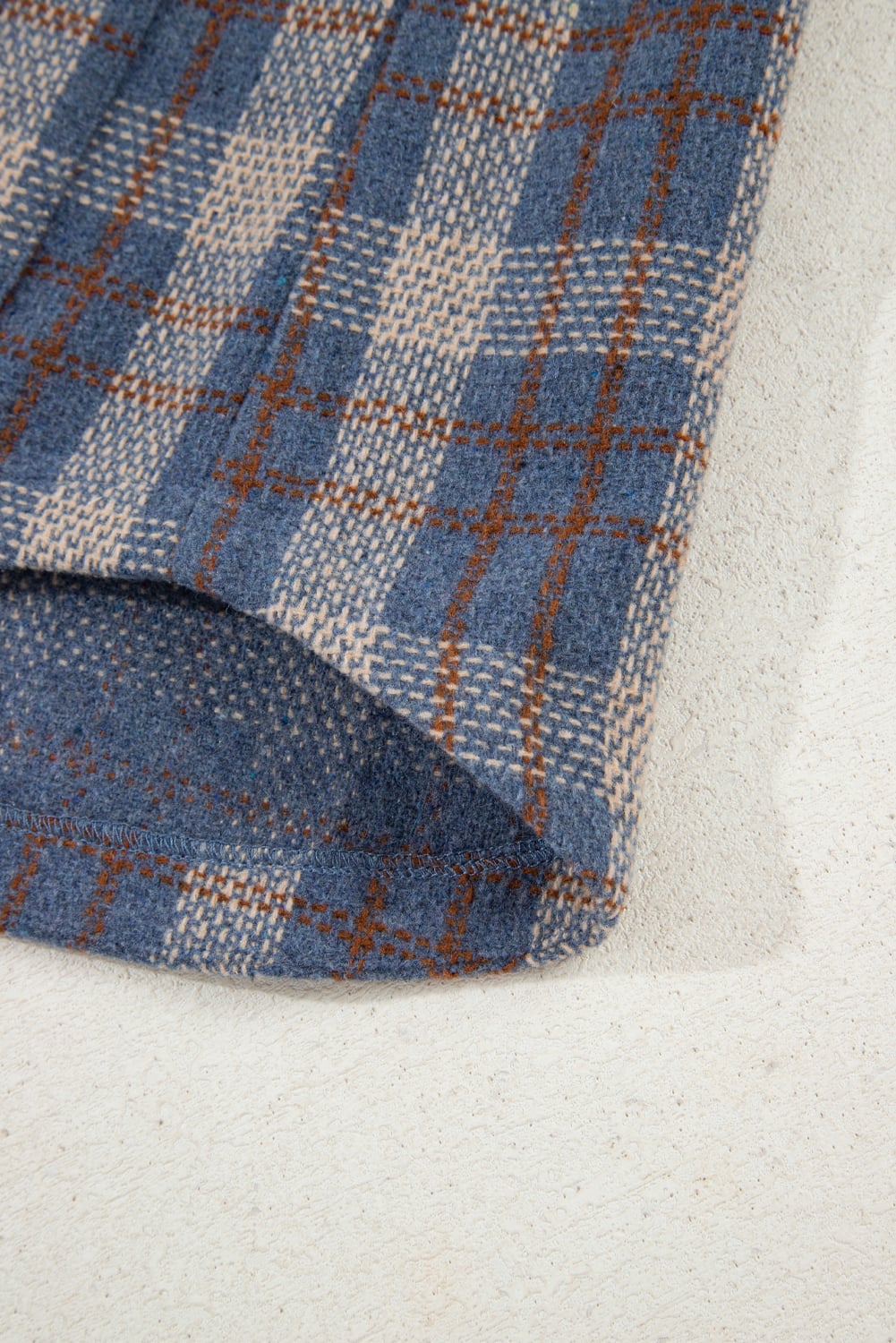 Gray Plaid Corduroy Patchwork Collared Zip Up Snap Button Jacket
