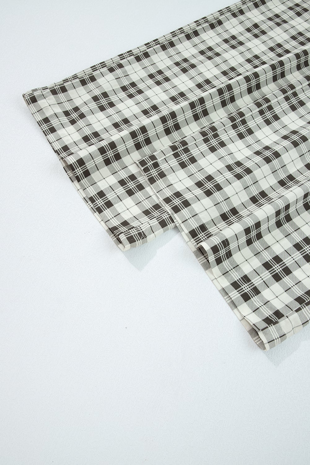 Gray Plaid Wide Leg Casual Pants