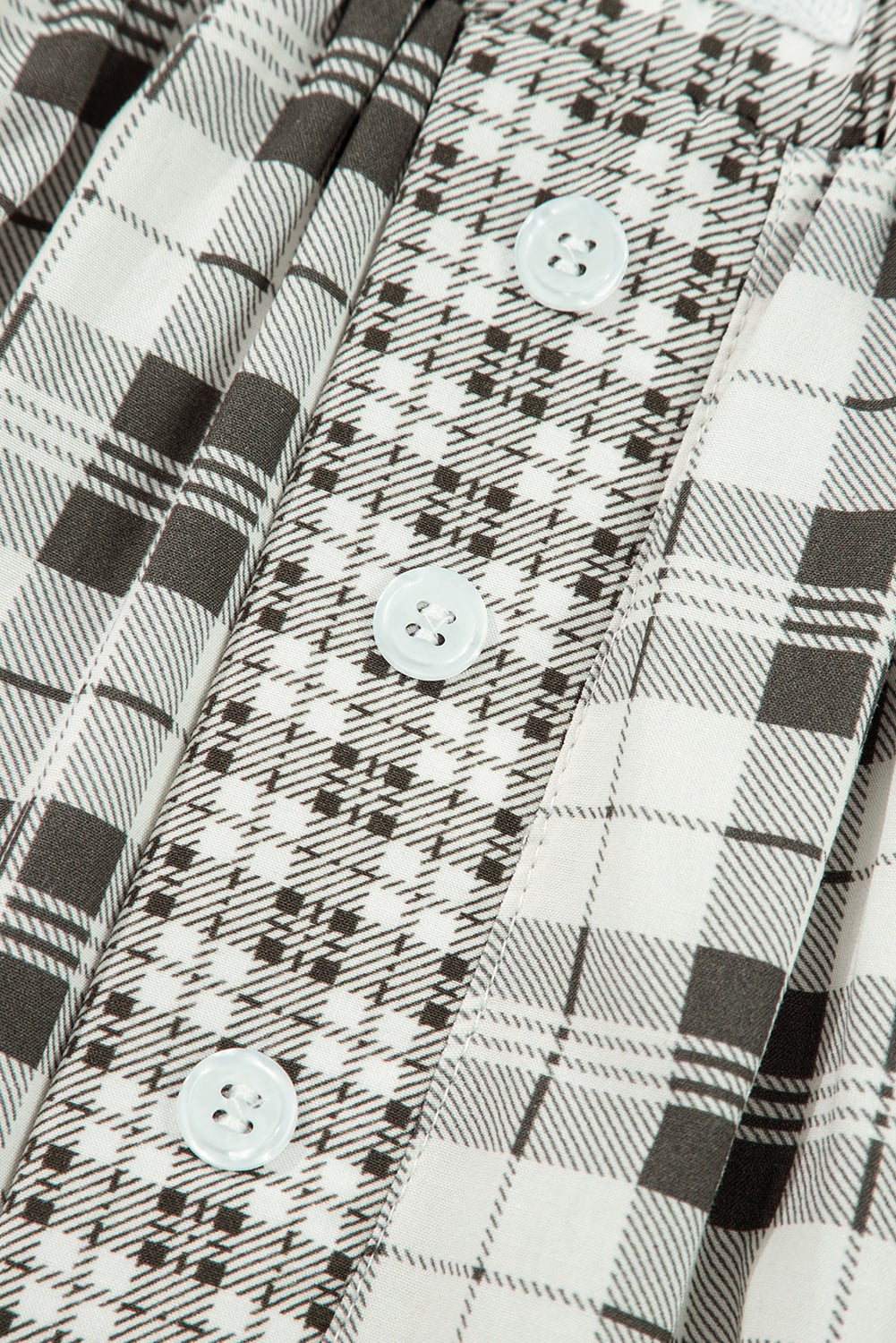Gray Plaid Wide Leg Casual Pants