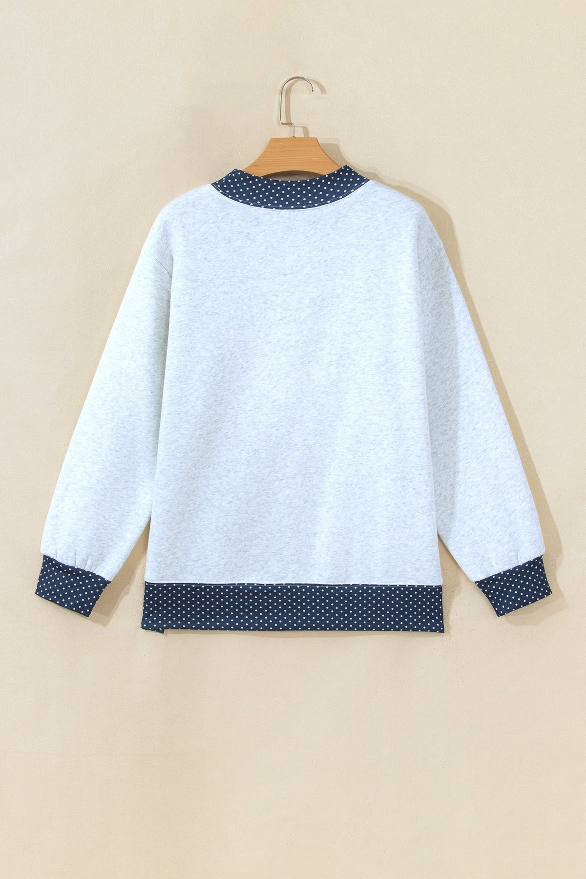 Gray Polka Dot Contrast Trim Sweatshirt