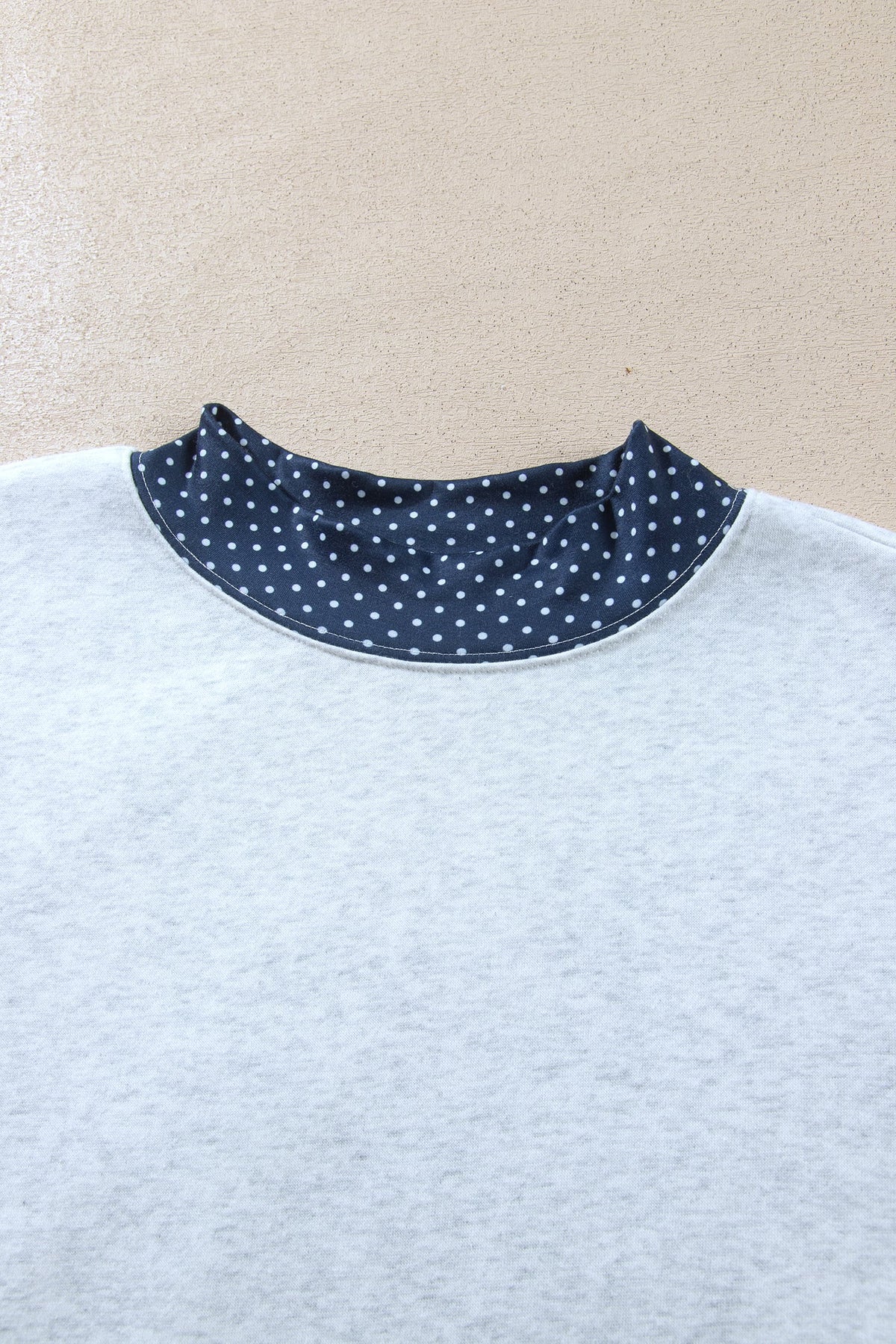 Gray Polka Dot Contrast Trim Sweatshirt