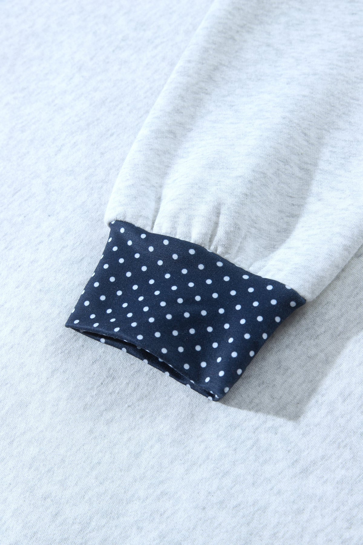 Gray Polka Dot Contrast Trim Sweatshirt