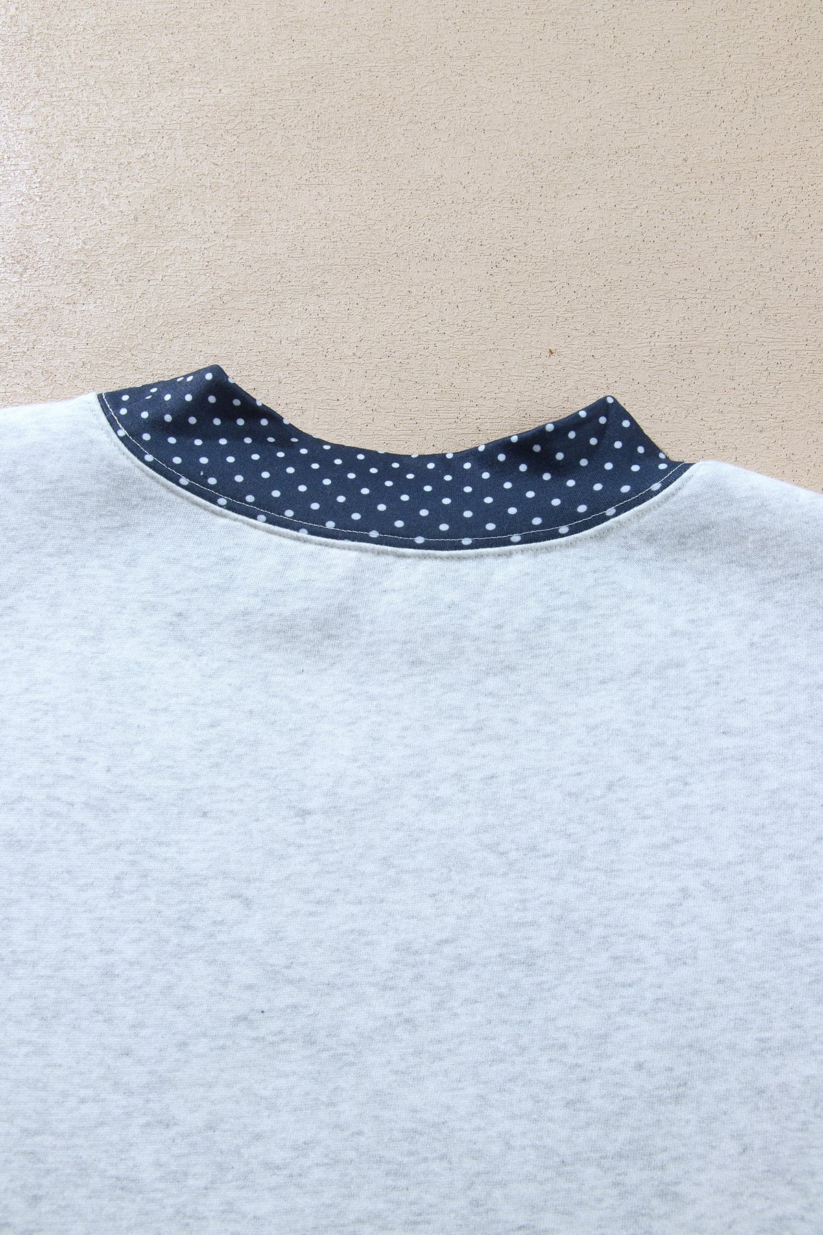 Gray Polka Dot Contrast Trim Sweatshirt