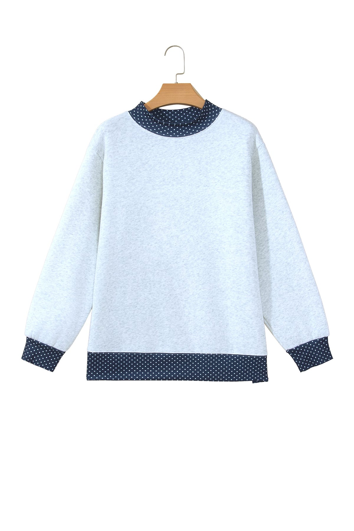 Gray Polka Dot Contrast Trim Sweatshirt