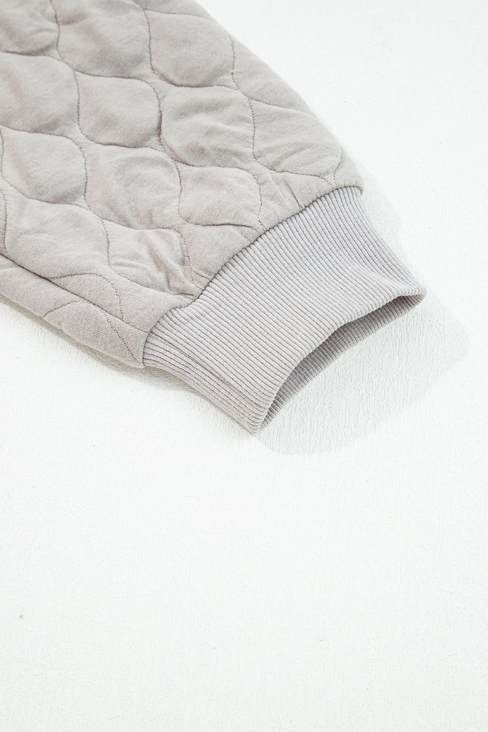 Gray Quilted Quarter Zip Plus Size Hoodie