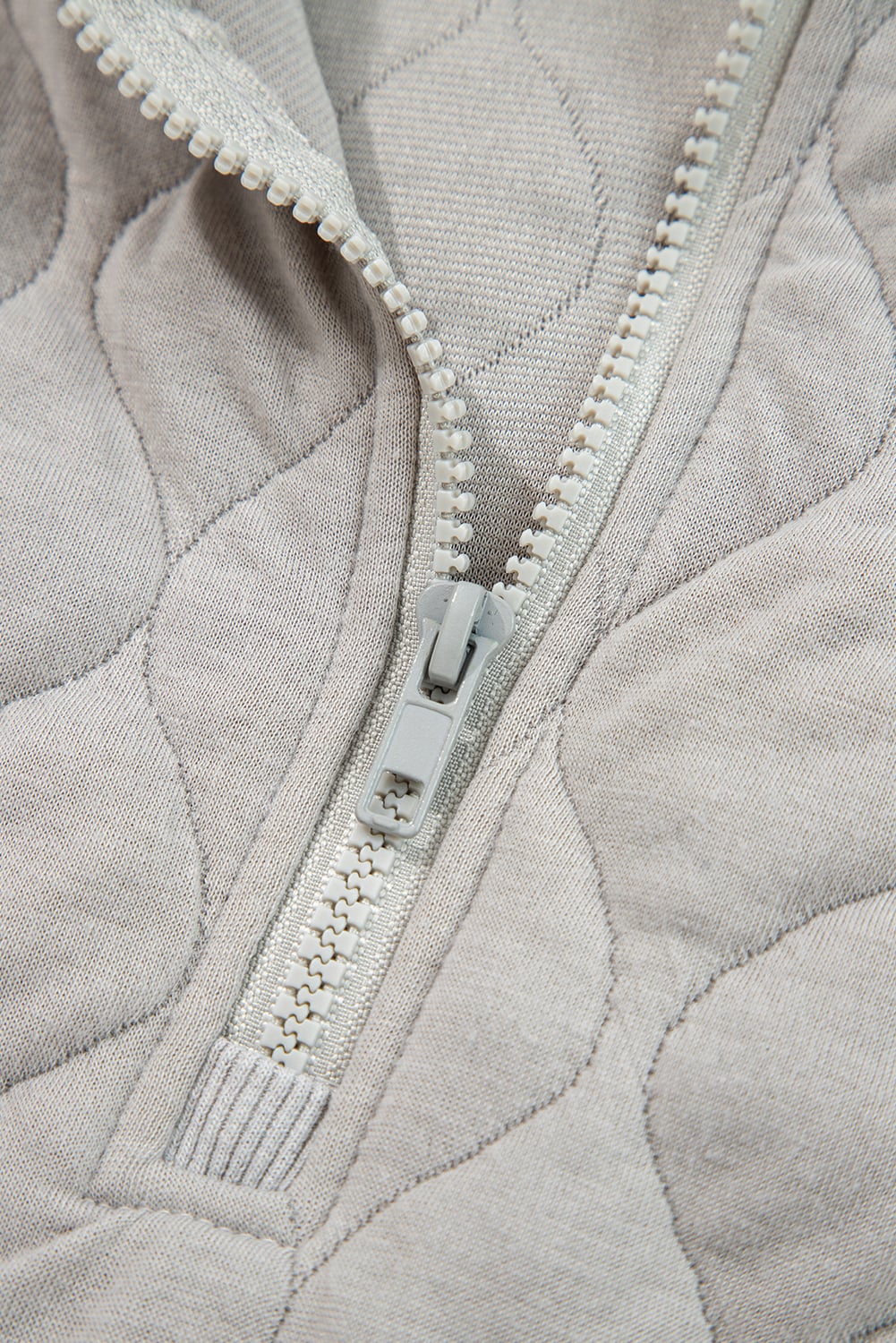 Gray Quilted Quarter Zip Plus Size Hoodie