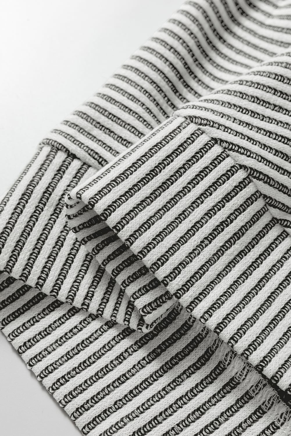 Gray Ribbed Knit Round Neck Long Lantern Sleeve Top